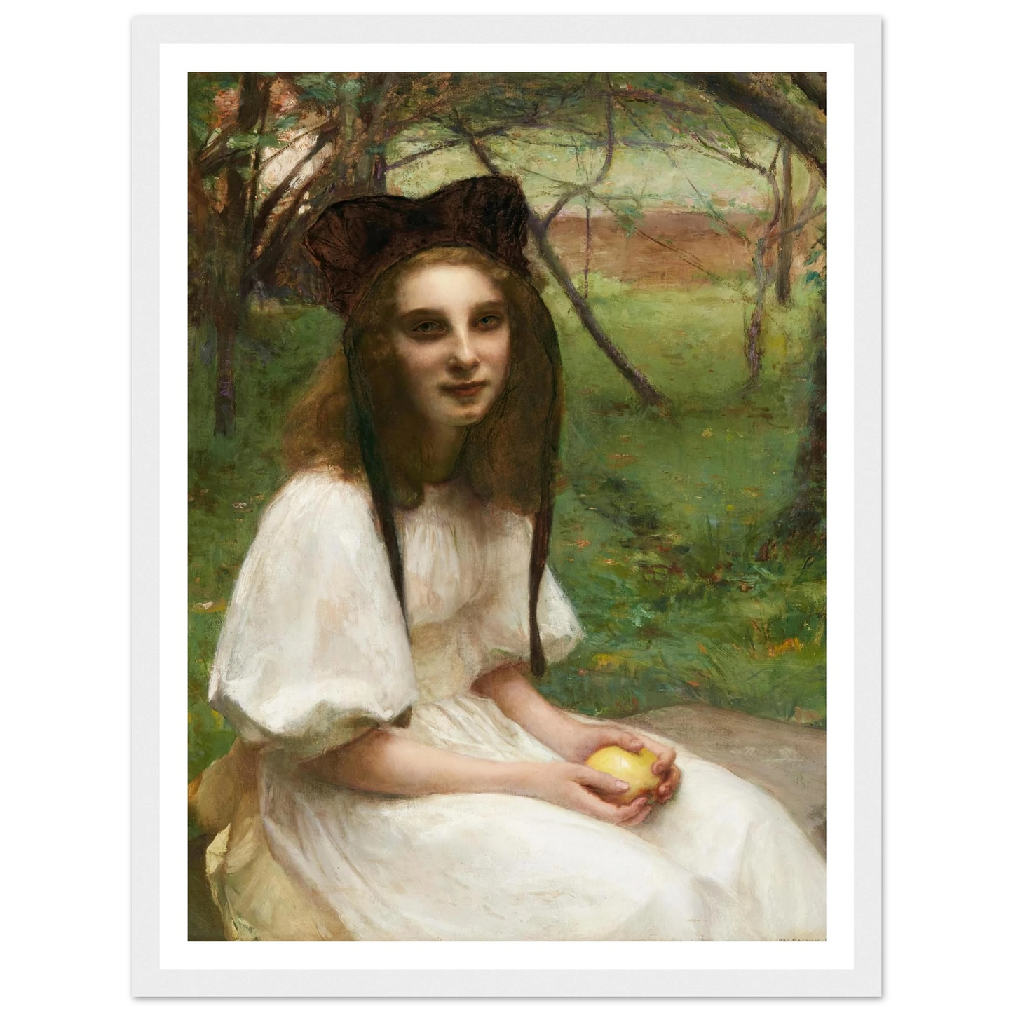 A portrait of a girl in a white dress Art Print | Pascal Adolphe Jean Dagnan Bouveret-Quipham Collections