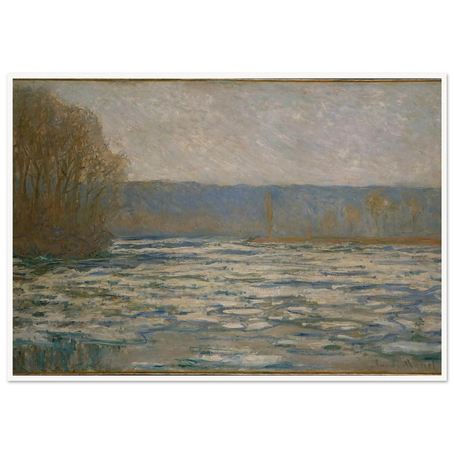 Ice breaking up on the Seine near Bennecourt (1893) Art Print | Claude Monet-Quipham Collections