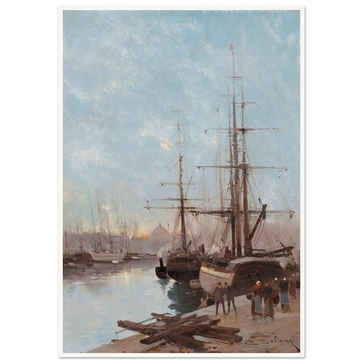 Harbor Scene Art Print | Eugene Galien Laloue-Quipham Collections