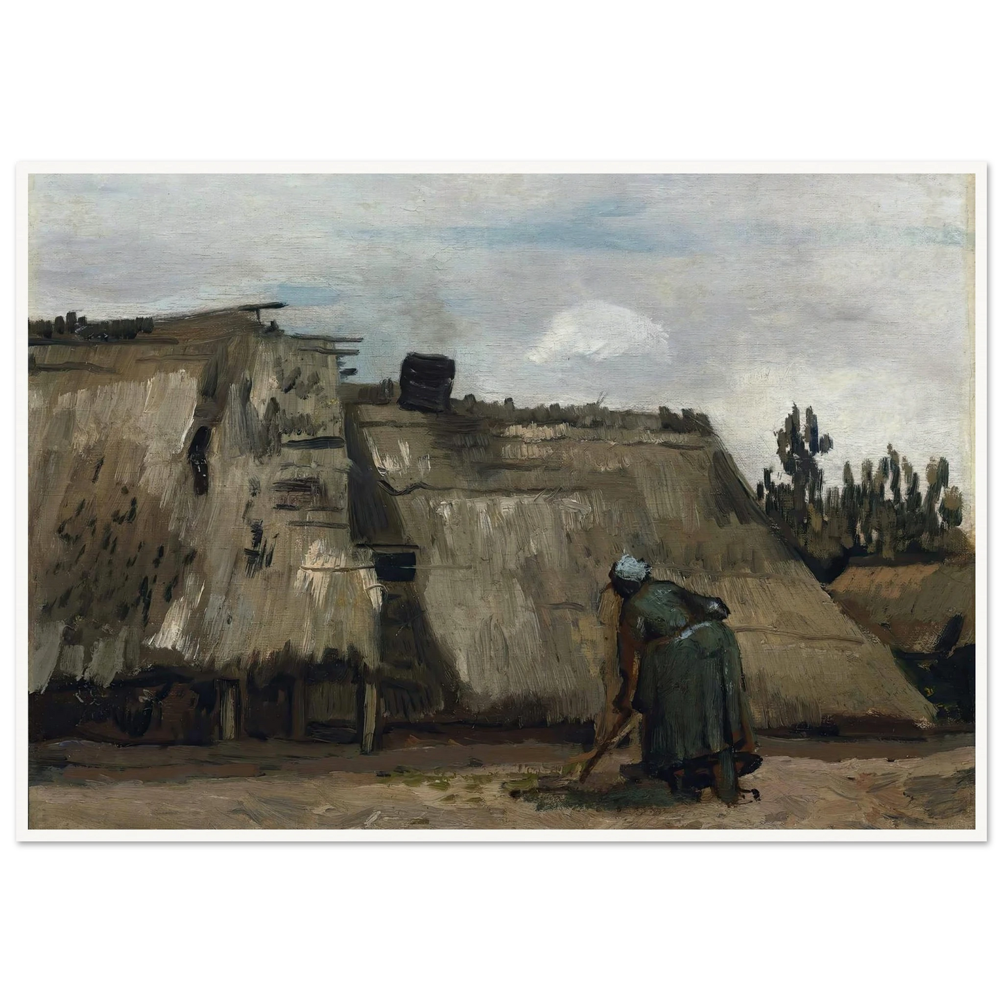 A Peasant Woman Digging in Front of Her Cottage (c. 1885) Art Print | Vincent van Gogh-Quipham Collections