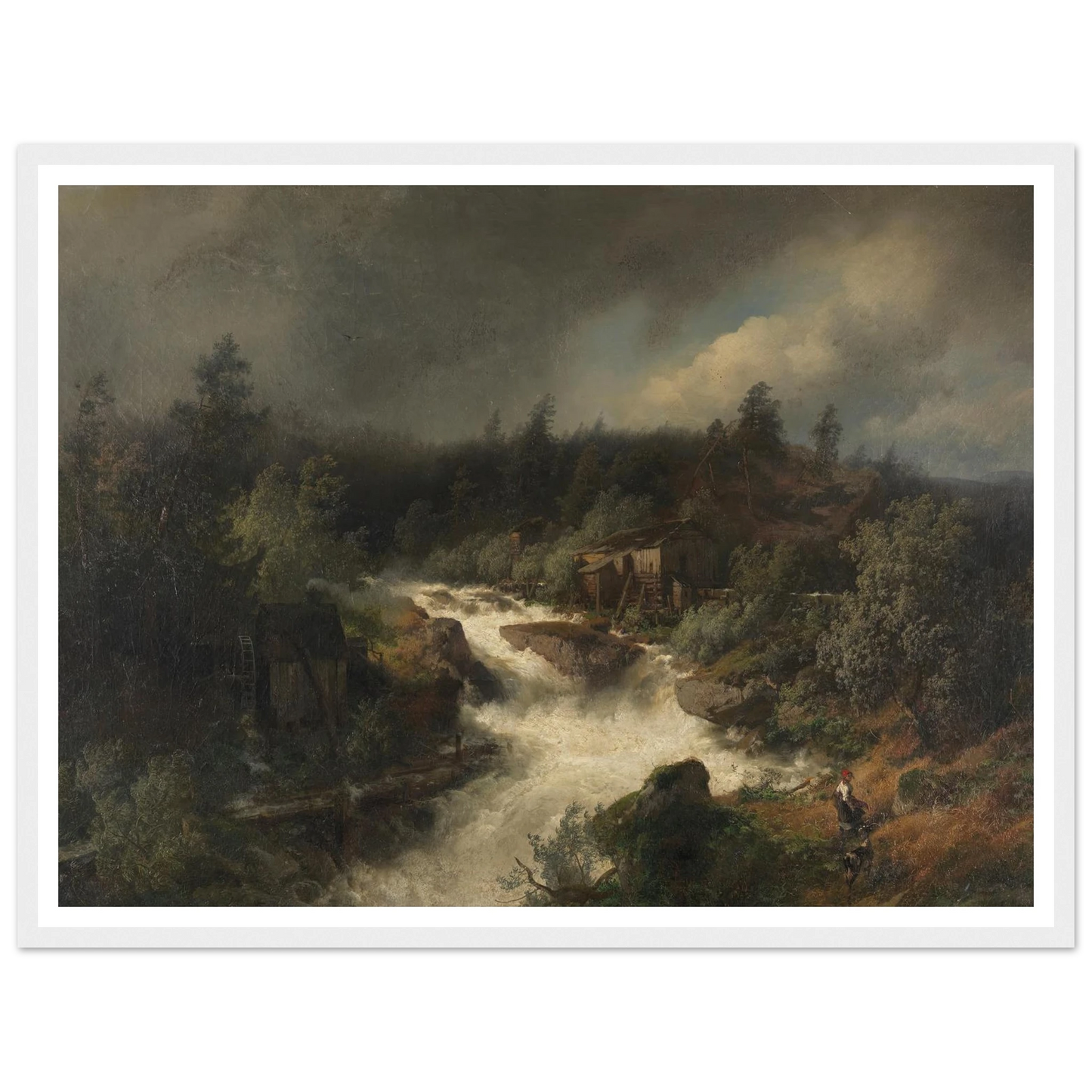 Wassermühle am tosenden Gebirgsbach (1870) Art Print | Hermann Ottomar Herzog-Quipham Collections