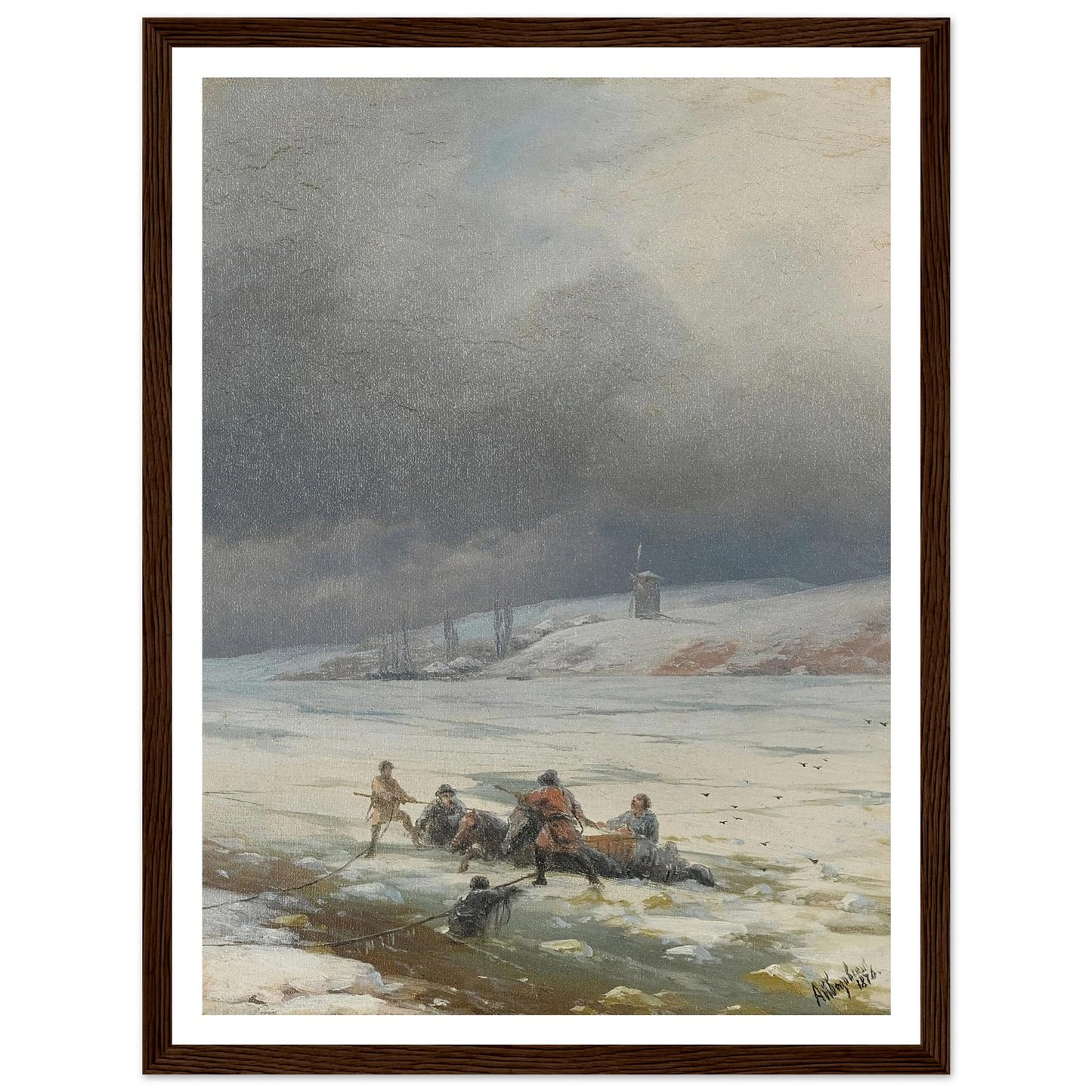 Hauling a Horse and Cart out of the Ice (1876) Art Print | Ivan Konstantinovich Aivazovsky-Quipham Collections