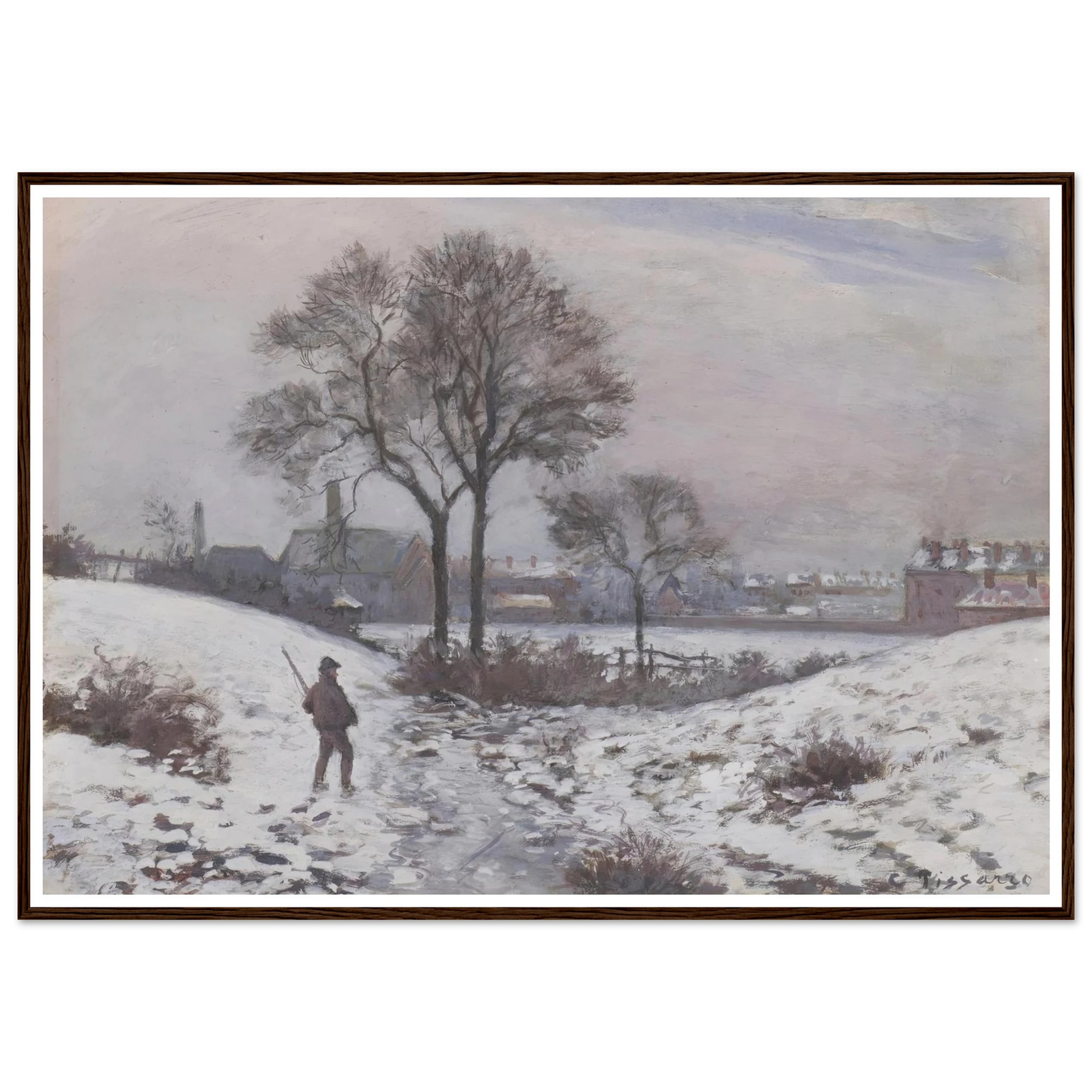 Chasseur en hiver, paysage à Norwood (1870) Art Print | Camille Pissarro-Quipham Collections