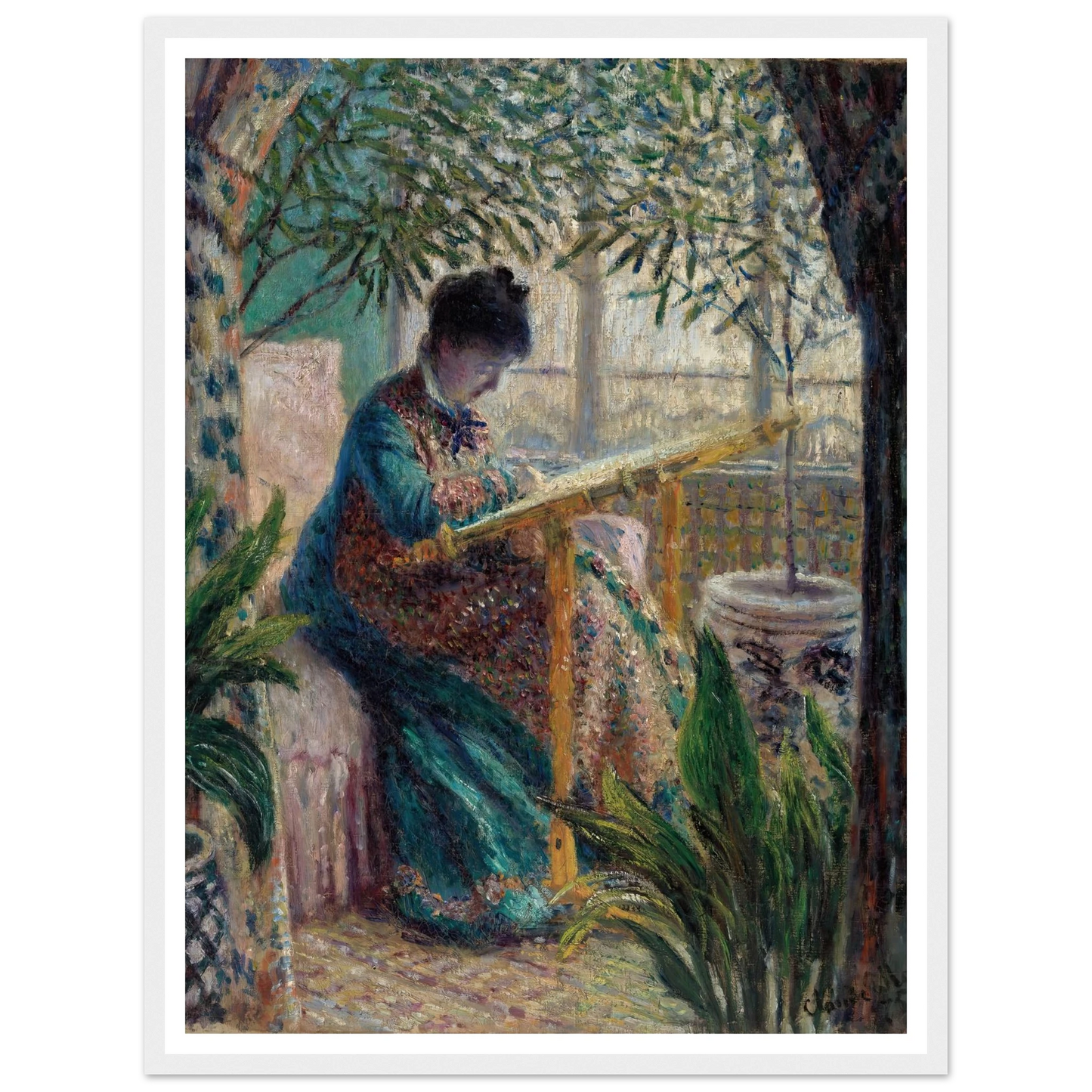 Madame Monet Embroidering (Camille au métier) (1875) Art Print | Claude Monet-Quipham Collections