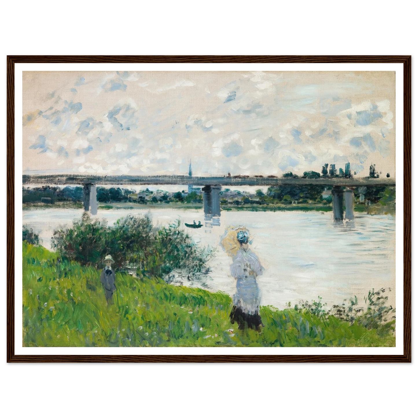 The Promenade with the Railroad Bridge, Argenteuil (1874) Art Print | Claude Monet-Quipham Collections