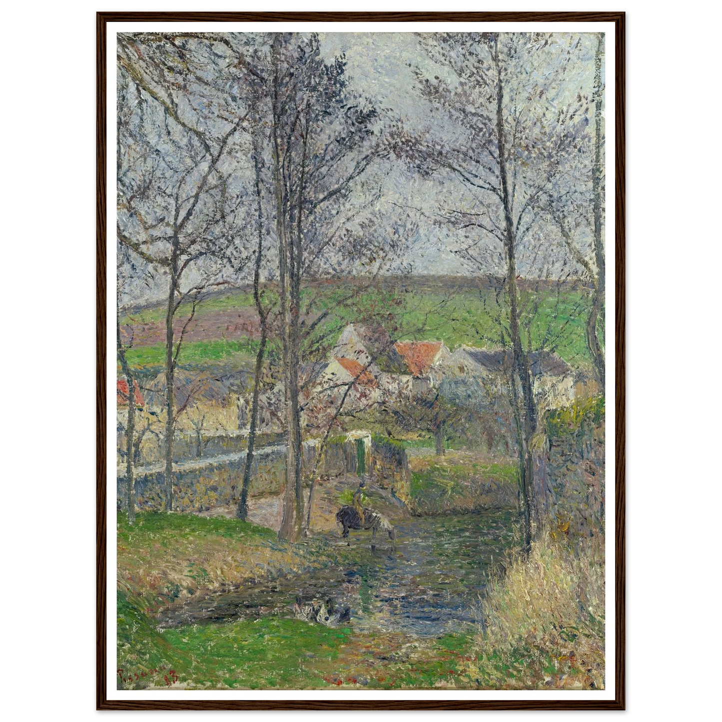 The banks of the Viosne at Osny in grey weather, winter Art Print | Camille Pissarro-Quipham Collections