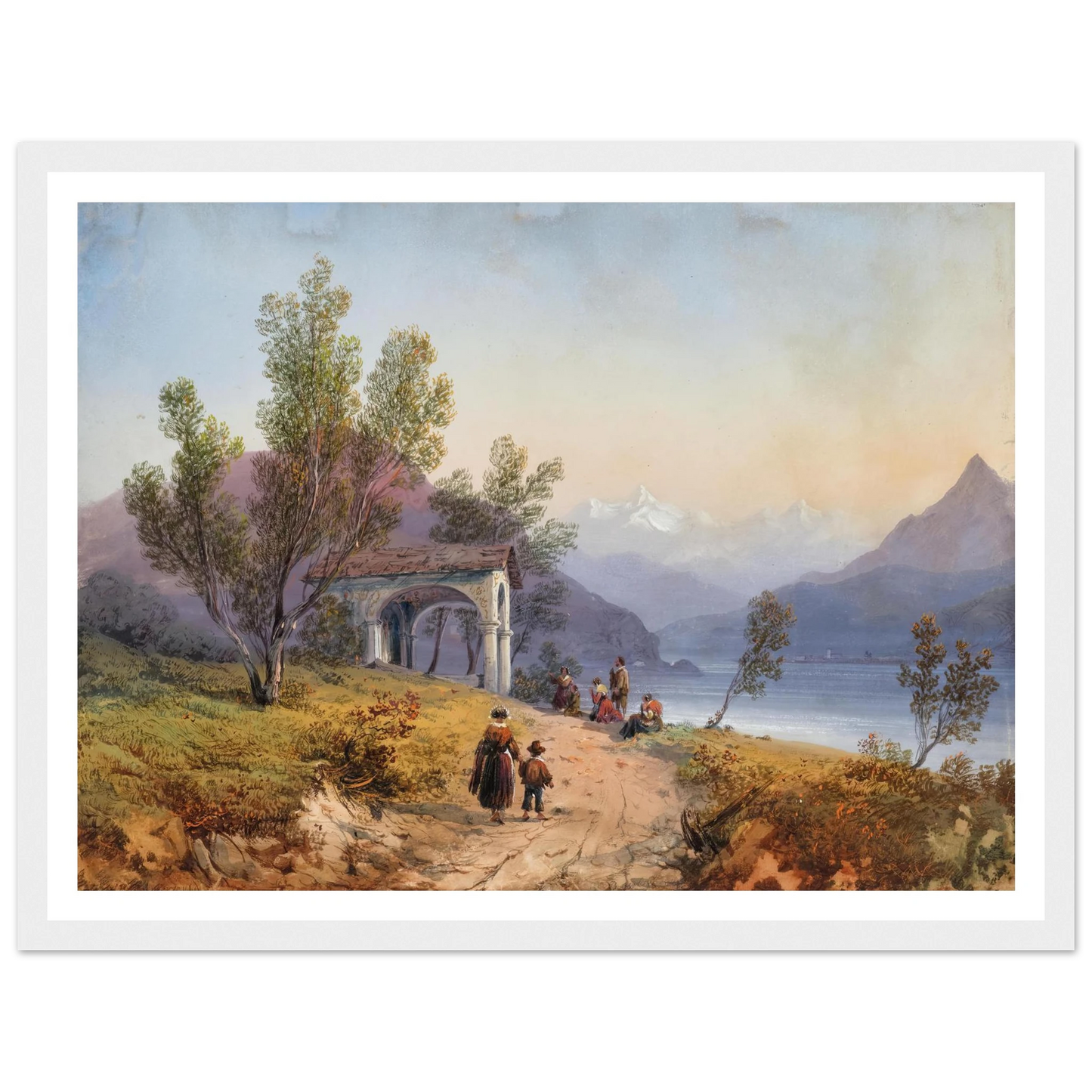 Prayer on the Shore of Lake Maggiore (1849) Art Print | Carlo Bossoli-Quipham Collections