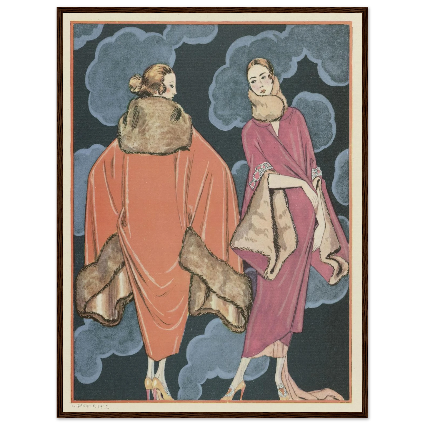 Deux heures du matin; Manteaux, de Worth (1923) Art Print | George Barbier-Quipham Collections