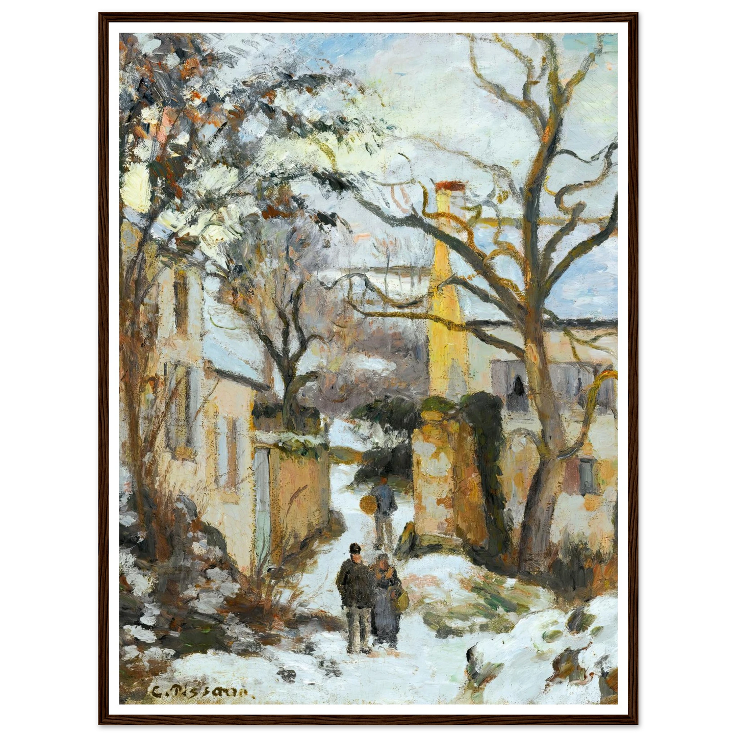 La Maison Rondest Sous La Neige, Pontoise Or Chemin De L’hermitage, Pontoise, Sous La Neige (circa 1875) Art Print | Camille Pissarro-Quipham Collections