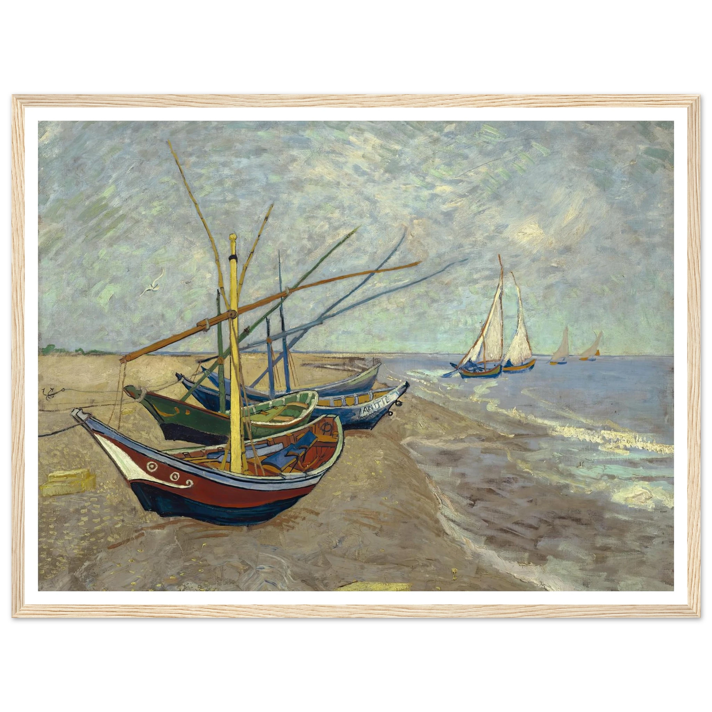 Fishing boats on the beach at Les Saintes-Maries-de-la-Mer (1888) Art Print | Vincent van Gogh-Quipham Collections