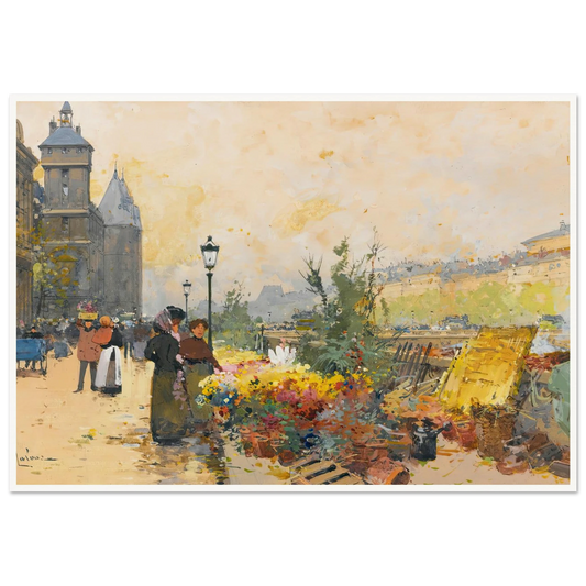 Le Marché Des Fleurs À La Cité Art Print | Eugene Galien Laloue-Quipham Collections