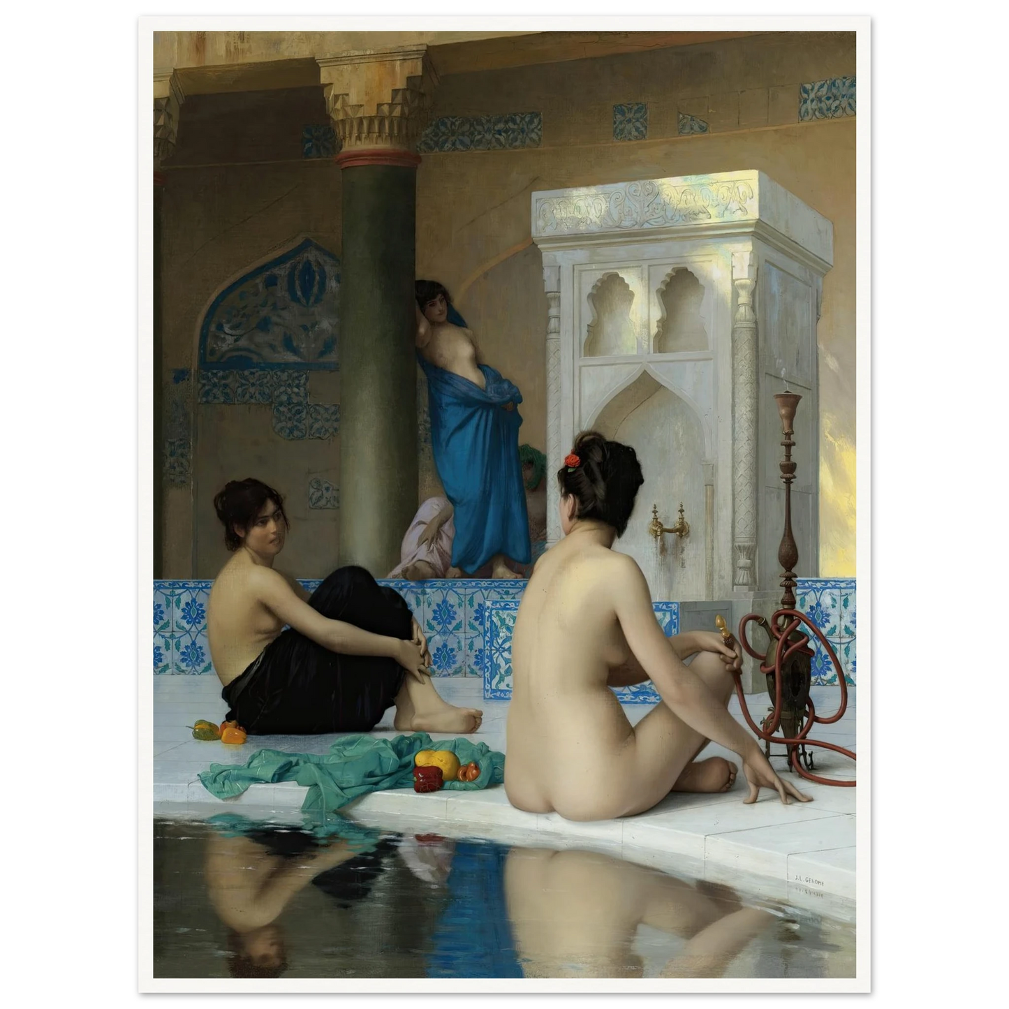 After the Bath (19th century) Art Print | Jean Leon Gerome - Framed Poster - 30x40 cm / 12x16″ - Black frame