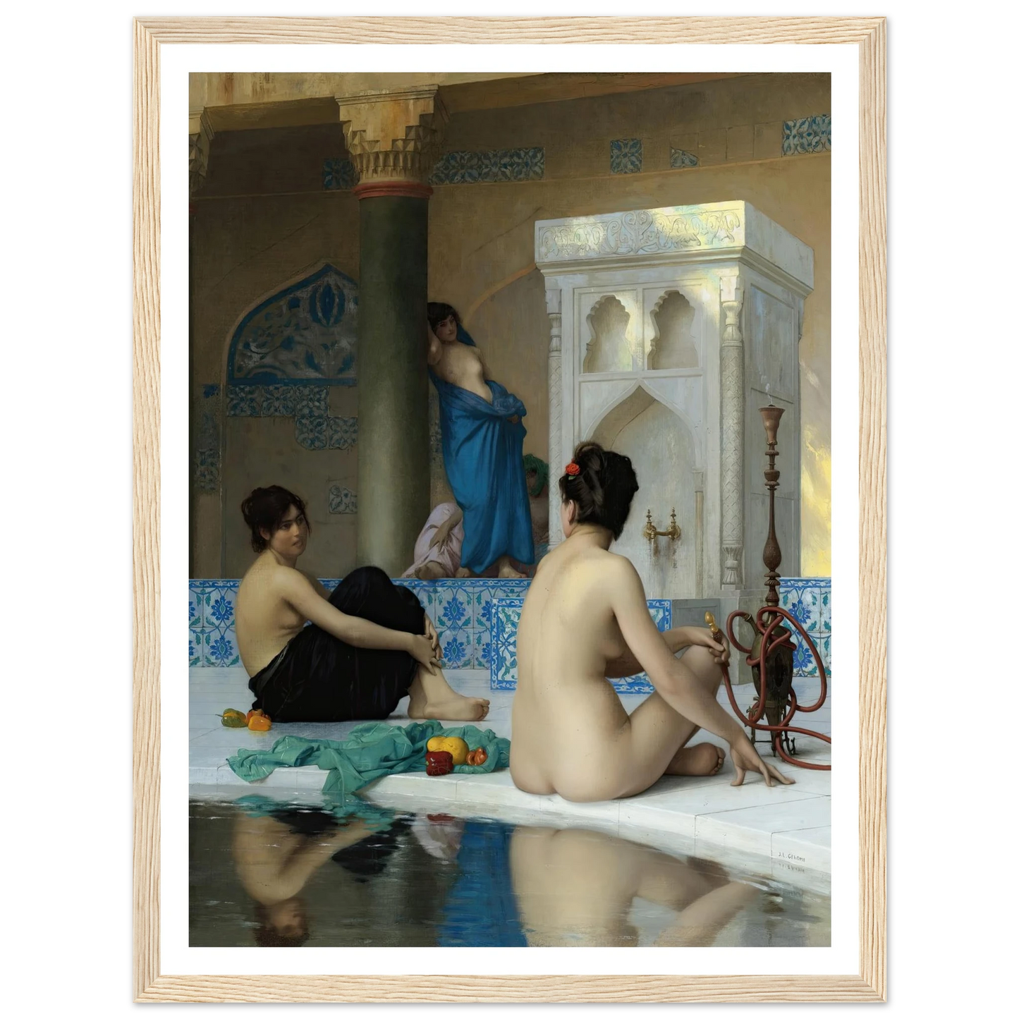 After the Bath (19th century) Art Print | Jean Leon Gerome - Framed Poster - 30x40 cm / 12x16″ - Black frame