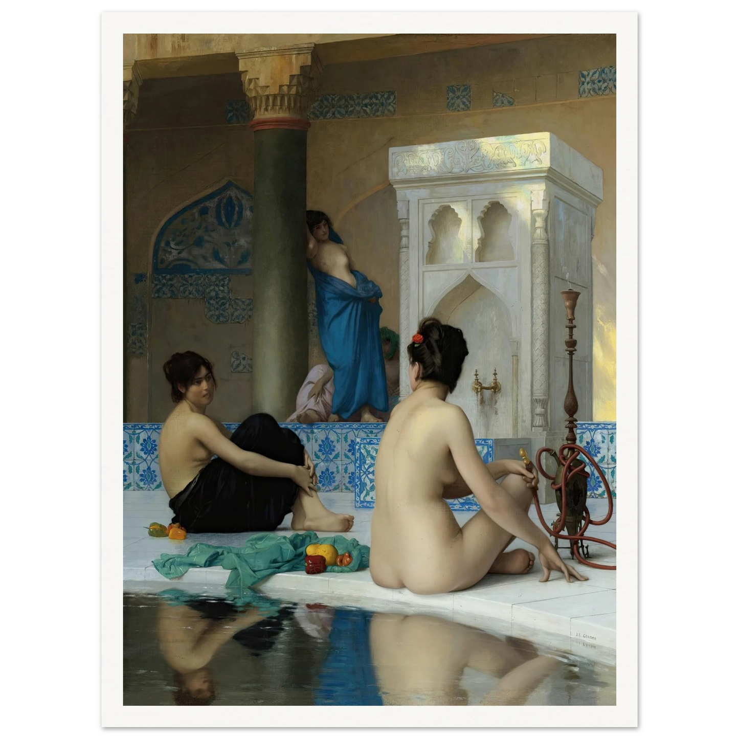 After the Bath (19th century) Art Print | Jean Leon Gerome - Framed Poster - 30x40 cm / 12x16″ - Black frame