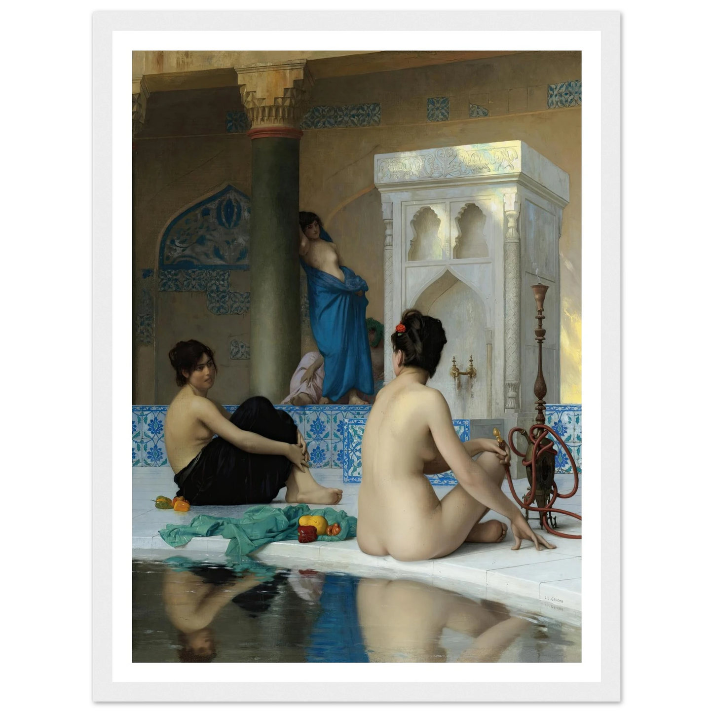 After the Bath (19th century) Art Print | Jean Leon Gerome - Framed Poster - 30x40 cm / 12x16″ - Black frame