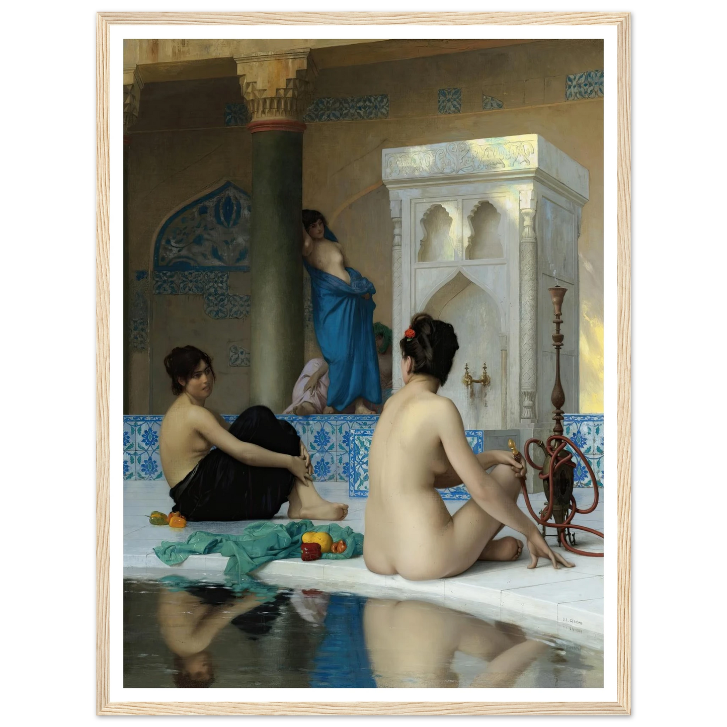 After the Bath (19th century) Art Print | Jean Leon Gerome - Framed Poster - 30x40 cm / 12x16″ - Black frame