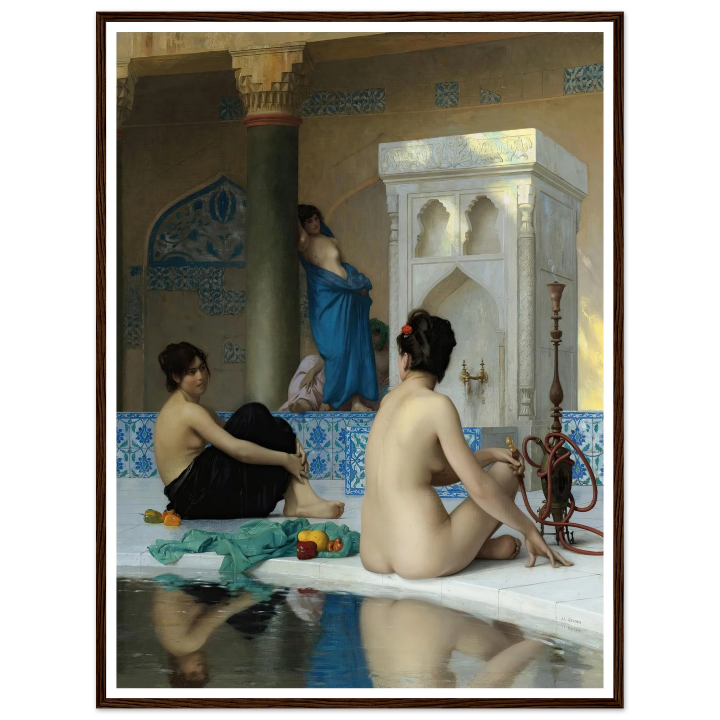 After the Bath (19th century) Art Print | Jean Leon Gerome - Framed Poster - 30x40 cm / 12x16″ - Black frame
