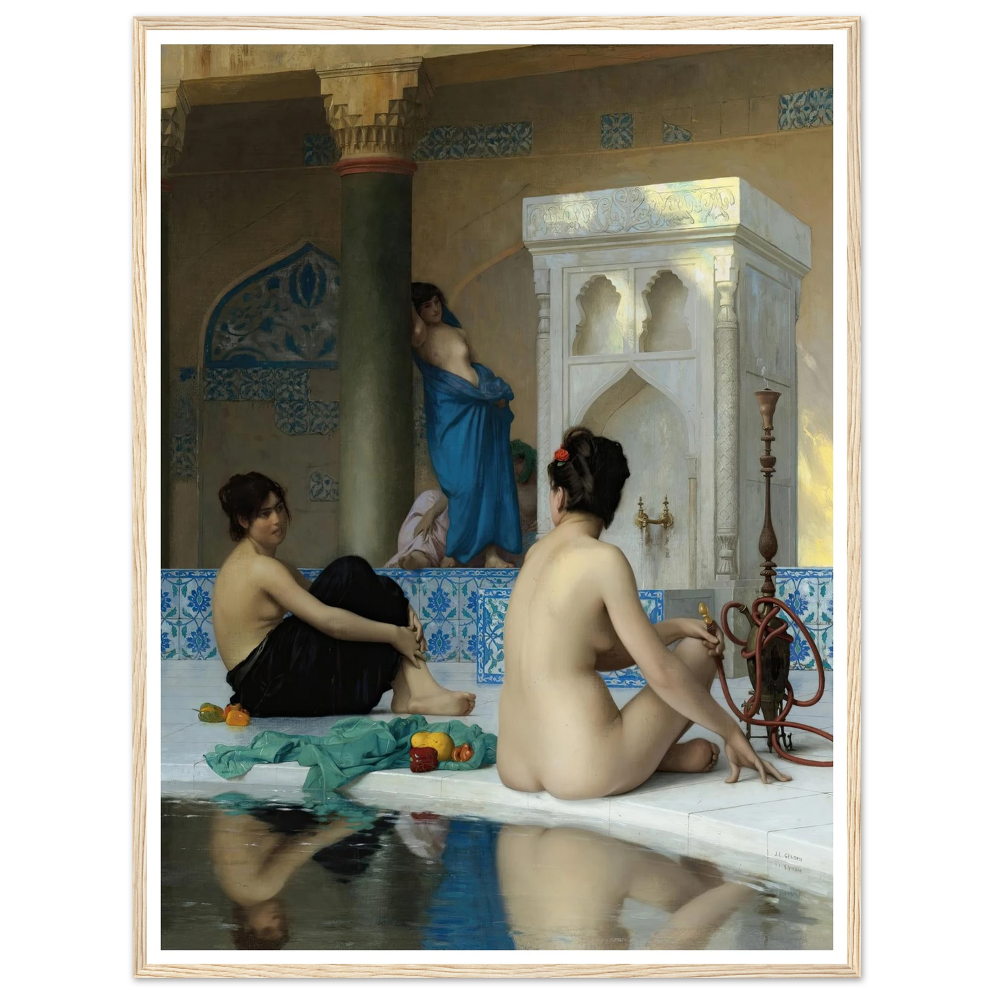 After the Bath (19th century) Art Print | Jean Leon Gerome - Framed Poster - 30x40 cm / 12x16″ - Black frame