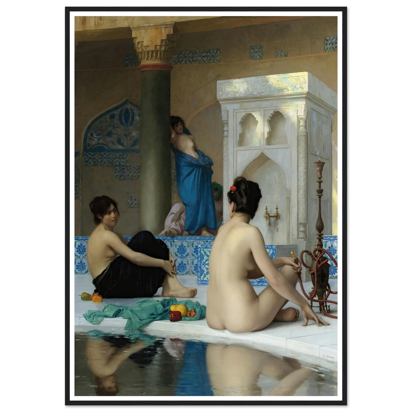 After the Bath (19th century) Art Print | Jean Leon Gerome - Framed Poster - 30x40 cm / 12x16″ - Black frame