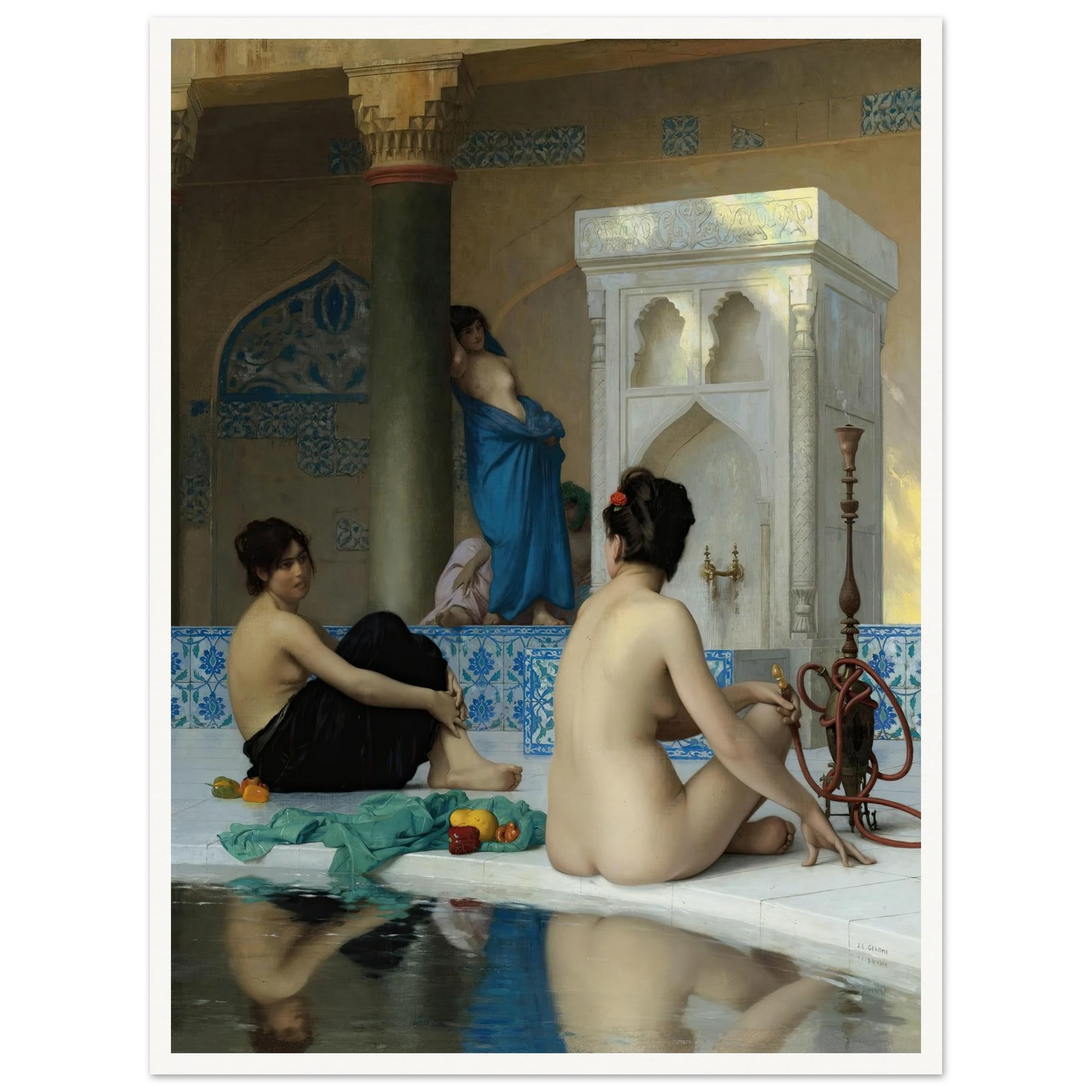 After the Bath (19th century) Art Print | Jean Leon Gerome - Framed Poster - 30x40 cm / 12x16″ - Black frame