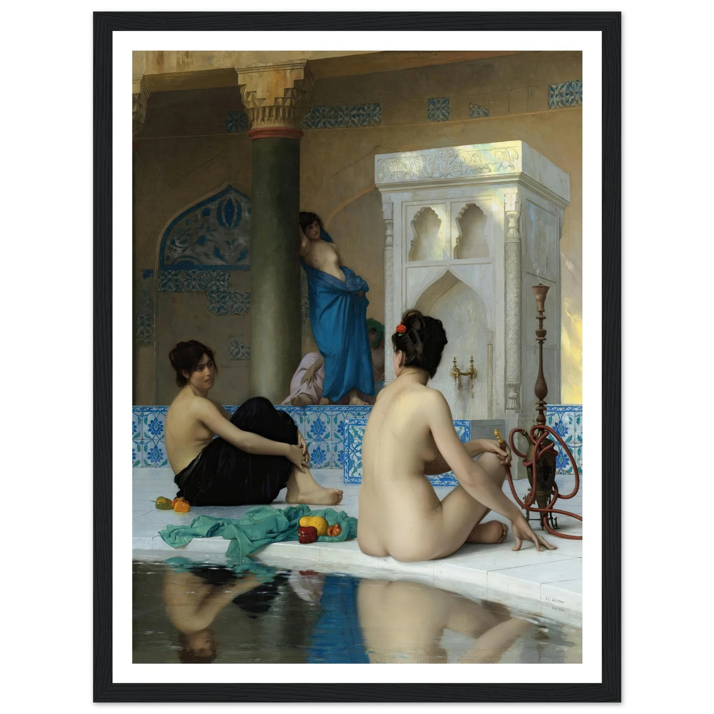After the Bath (19th century) Art Print | Jean Leon Gerome - Framed Poster - 30x40 cm / 12x16″ - Black frame