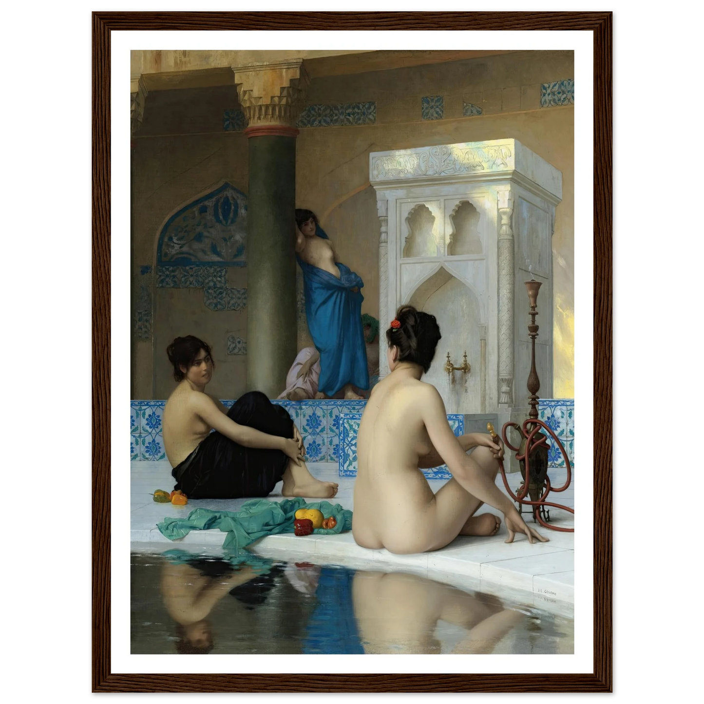 After the Bath (19th century) Art Print | Jean Leon Gerome - Framed Poster - 30x40 cm / 12x16″ - Black frame