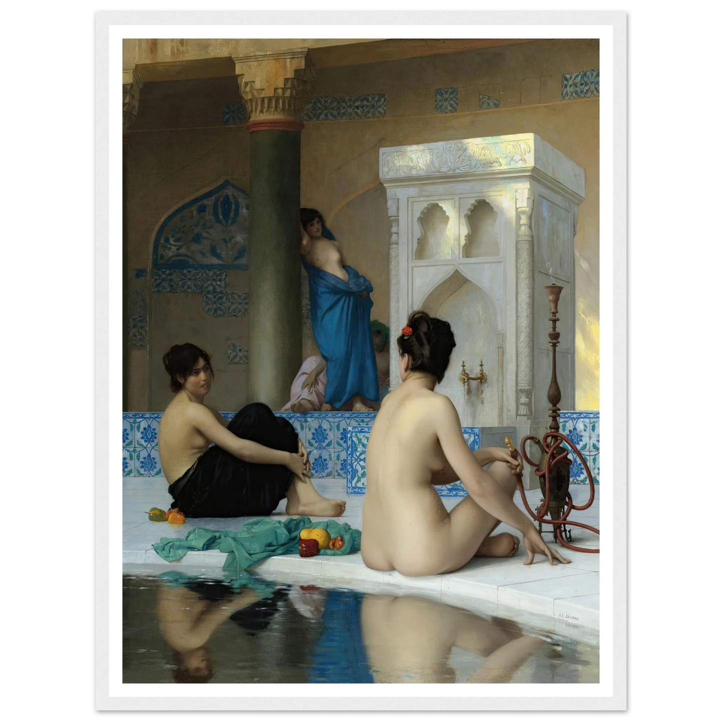 After the Bath (19th century) Art Print | Jean Leon Gerome - Framed Poster - 30x40 cm / 12x16″ - Black frame
