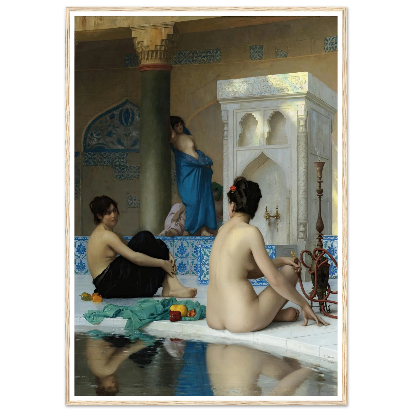 After the Bath (19th century) Art Print | Jean Leon Gerome - Framed Poster - 30x40 cm / 12x16″ - Black frame
