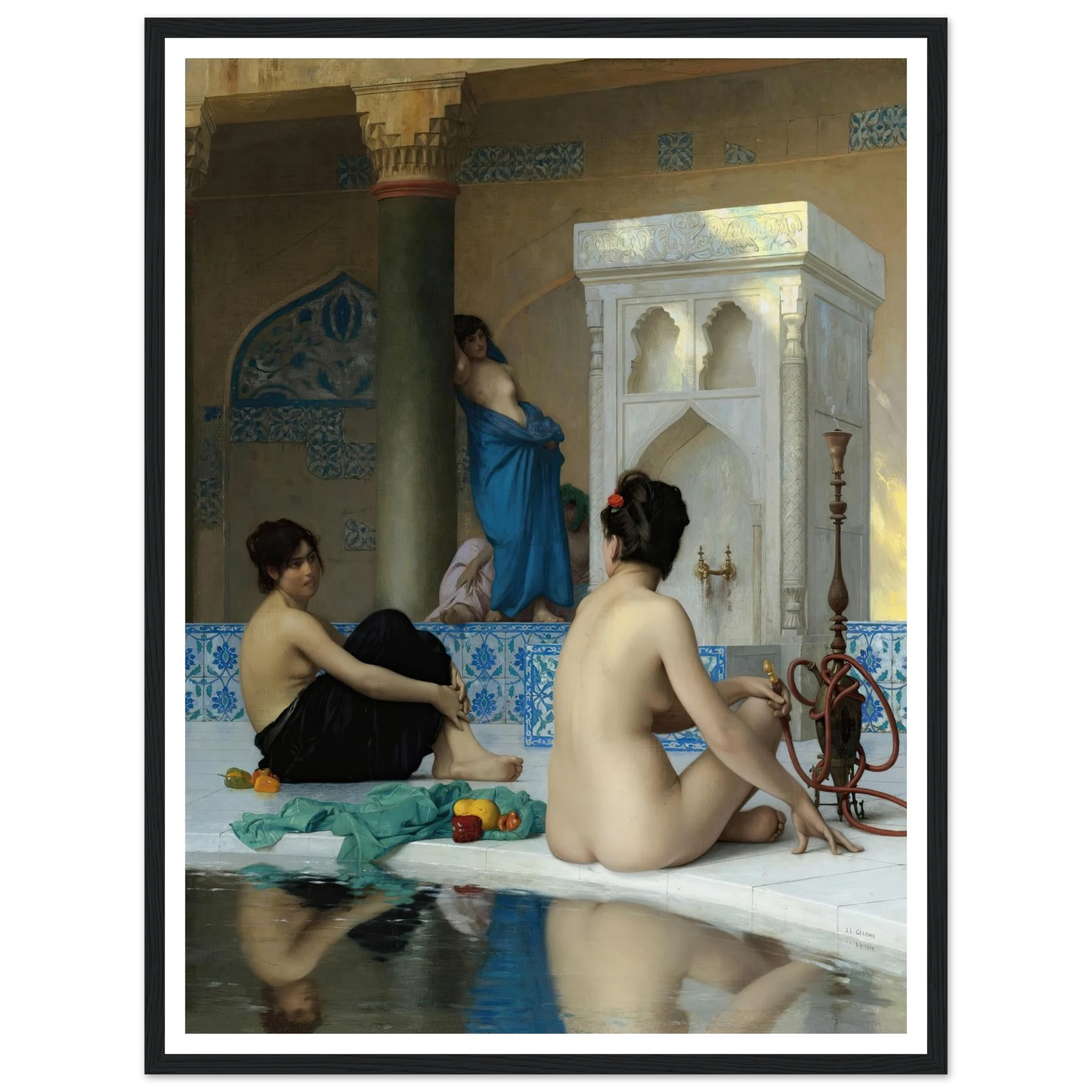 After the Bath (19th century) Art Print | Jean Leon Gerome - Framed Poster - 30x40 cm / 12x16″ - Black frame