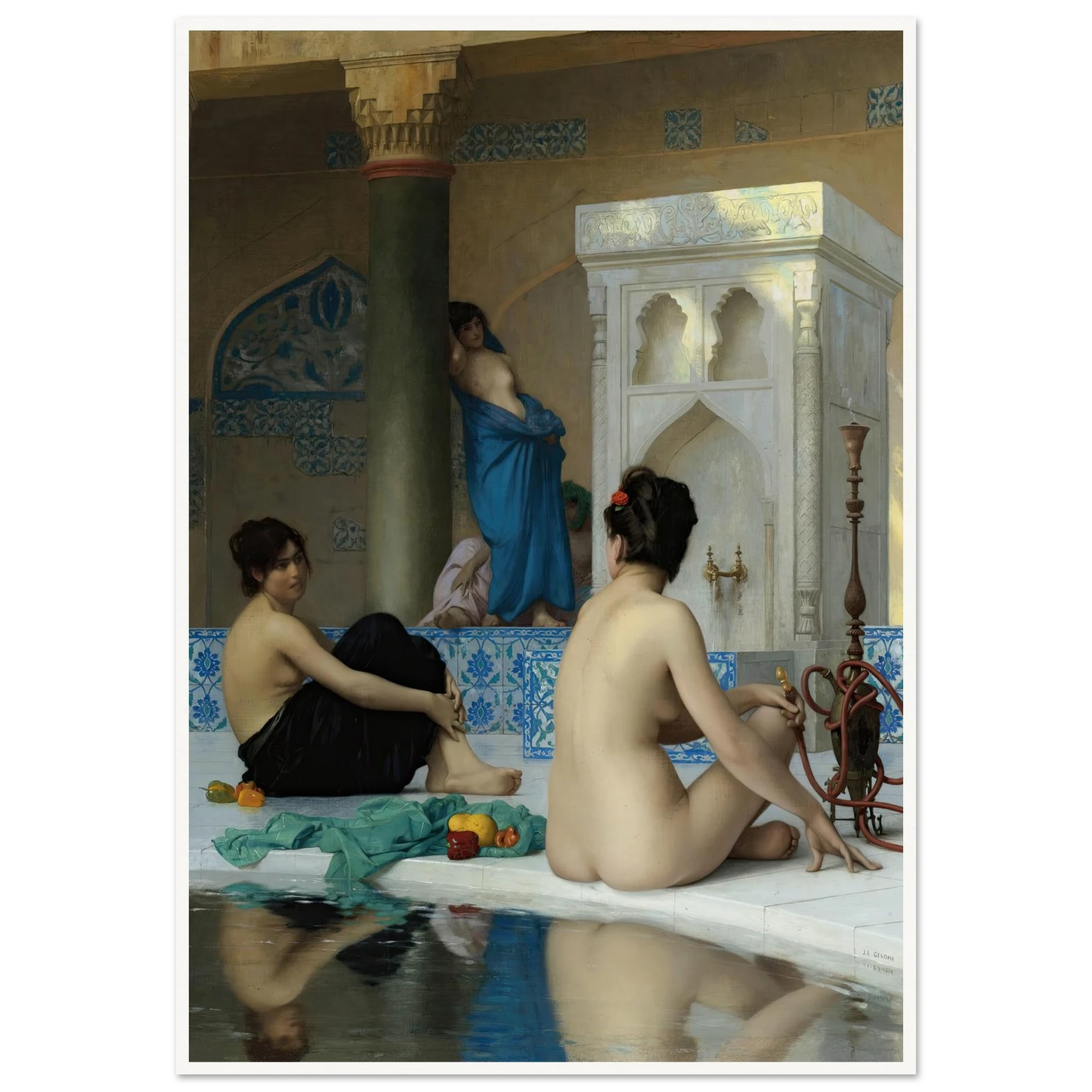 After the Bath (19th century) Art Print | Jean Leon Gerome - Framed Poster - 30x40 cm / 12x16″ - Black frame