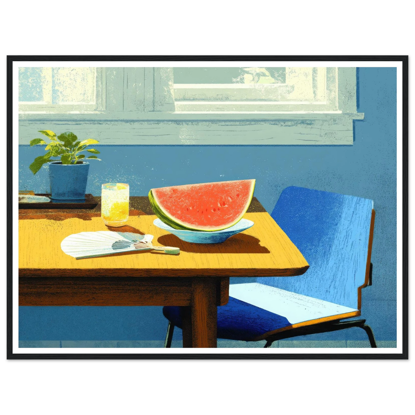 Afternoon Blue, A Taste of Summer - Framed Poster - 30x40 cm / 12x16″ - Black frame