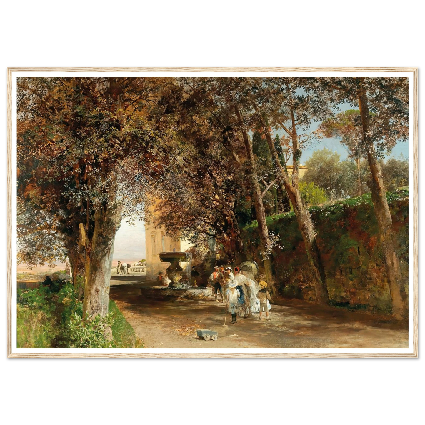 Afternoon in the park of Villa Torlonia in Frascati (1889) Art Print | Oswald Achenbach - Framed Poster - 30x40 cm / 12x16″ - Black frame