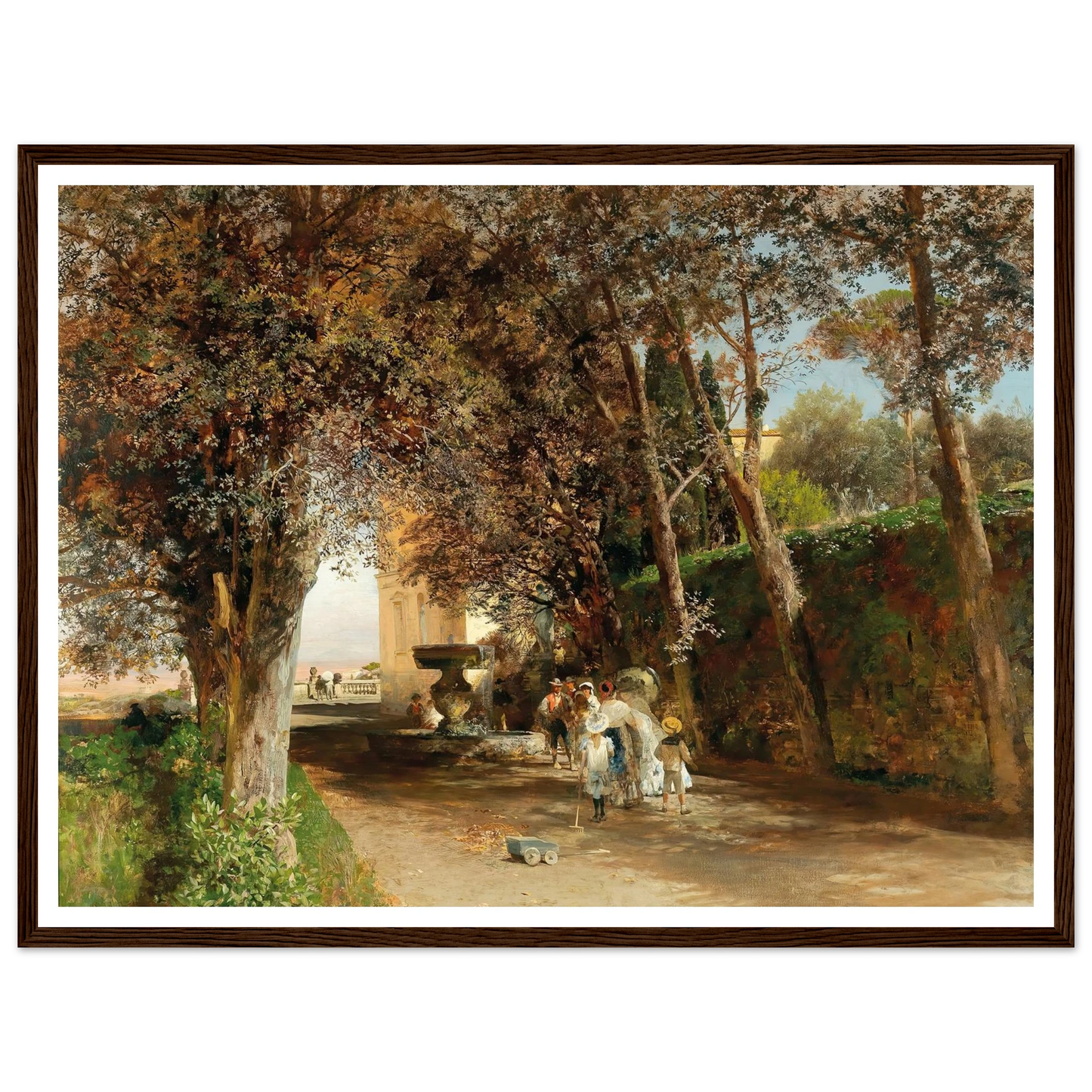 Afternoon in the park of Villa Torlonia in Frascati (1889) Art Print | Oswald Achenbach - Framed Poster - 30x40 cm / 12x16″ - Black frame