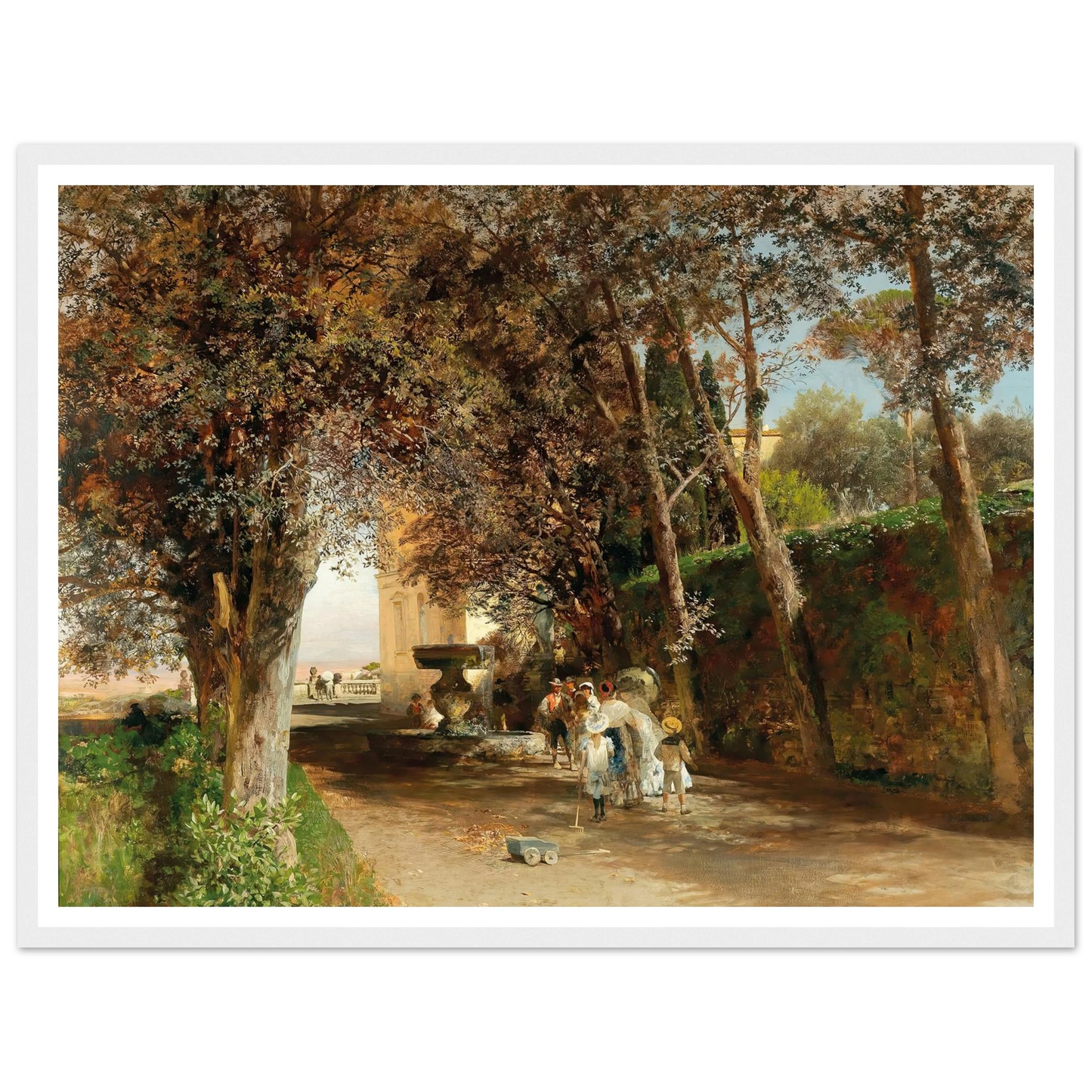 Afternoon in the park of Villa Torlonia in Frascati (1889) Art Print | Oswald Achenbach - Framed Poster - 30x40 cm / 12x16″ - Black frame