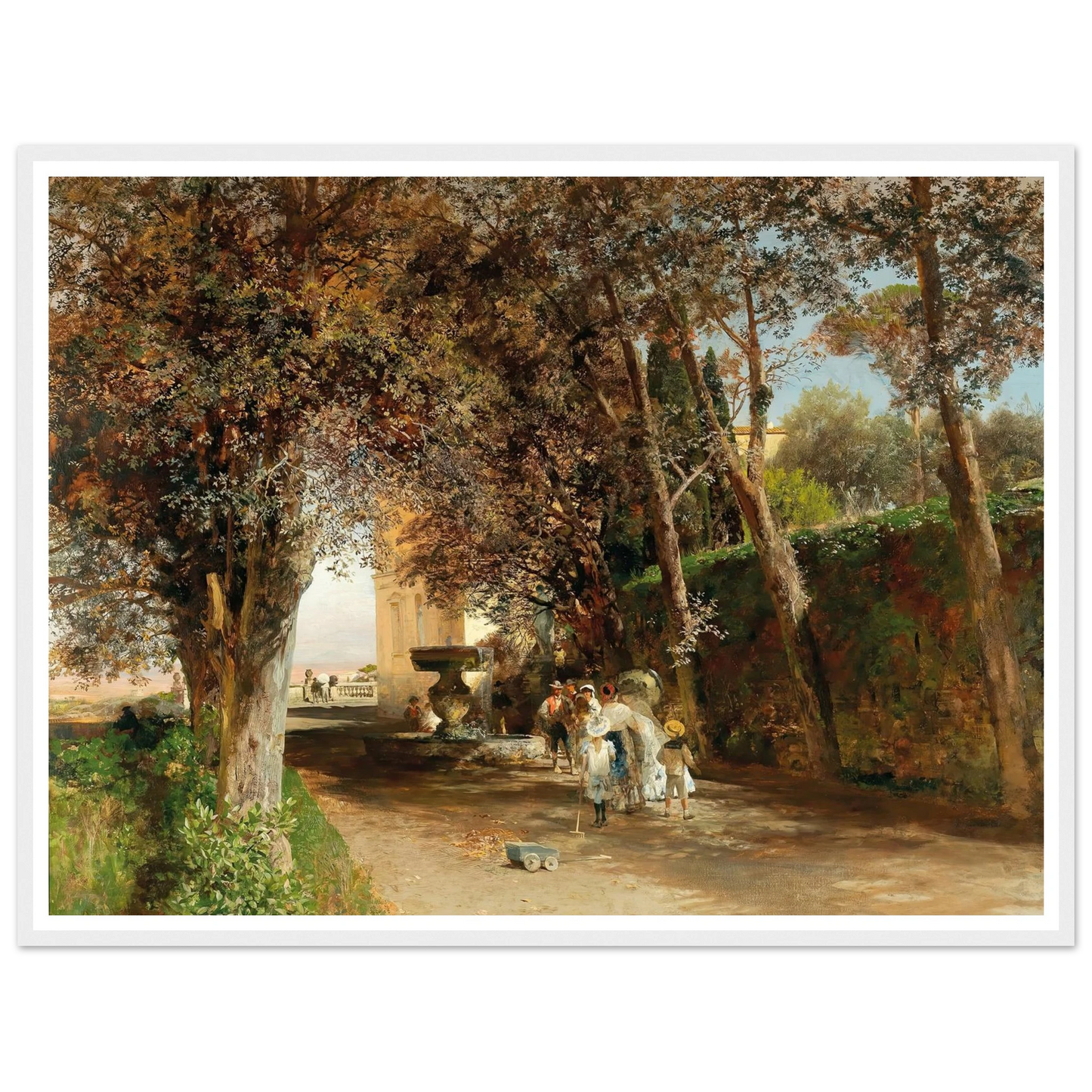 Afternoon in the park of Villa Torlonia in Frascati (1889) Art Print | Oswald Achenbach - Framed Poster - 30x40 cm / 12x16″ - Black frame