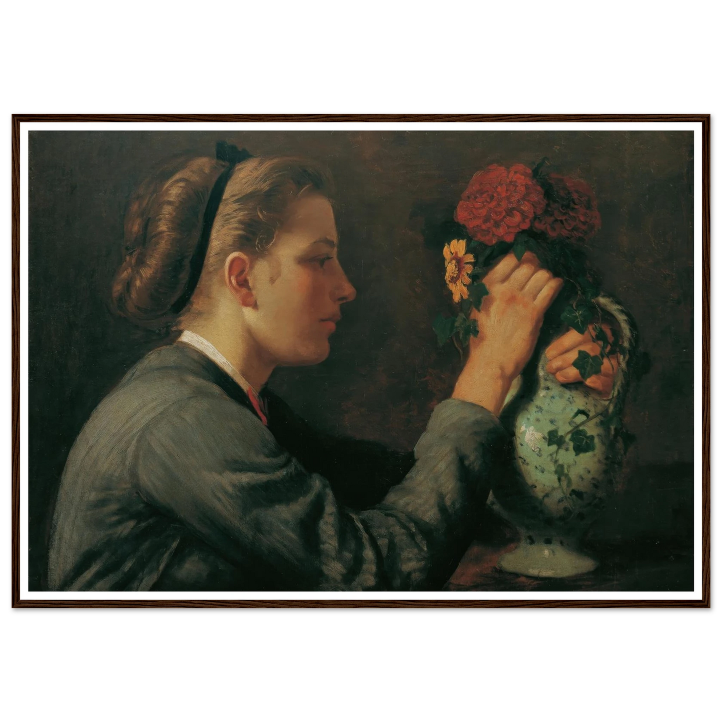 Agathe Thoma, die Schwester des Künstlers (1868) Art Print | Hans Thoma - Framed Poster - 30x40 cm / 12x16″ - Black frame