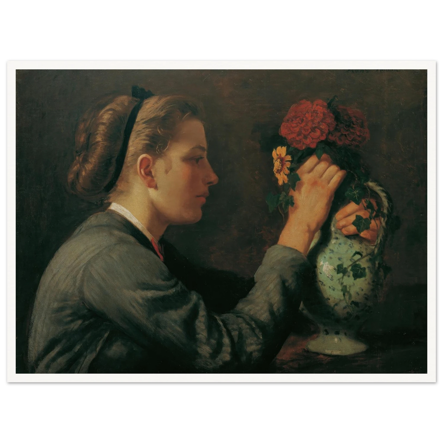 Agathe Thoma, die Schwester des Künstlers (1868) Art Print | Hans Thoma - Framed Poster - 30x40 cm / 12x16″ - Black frame