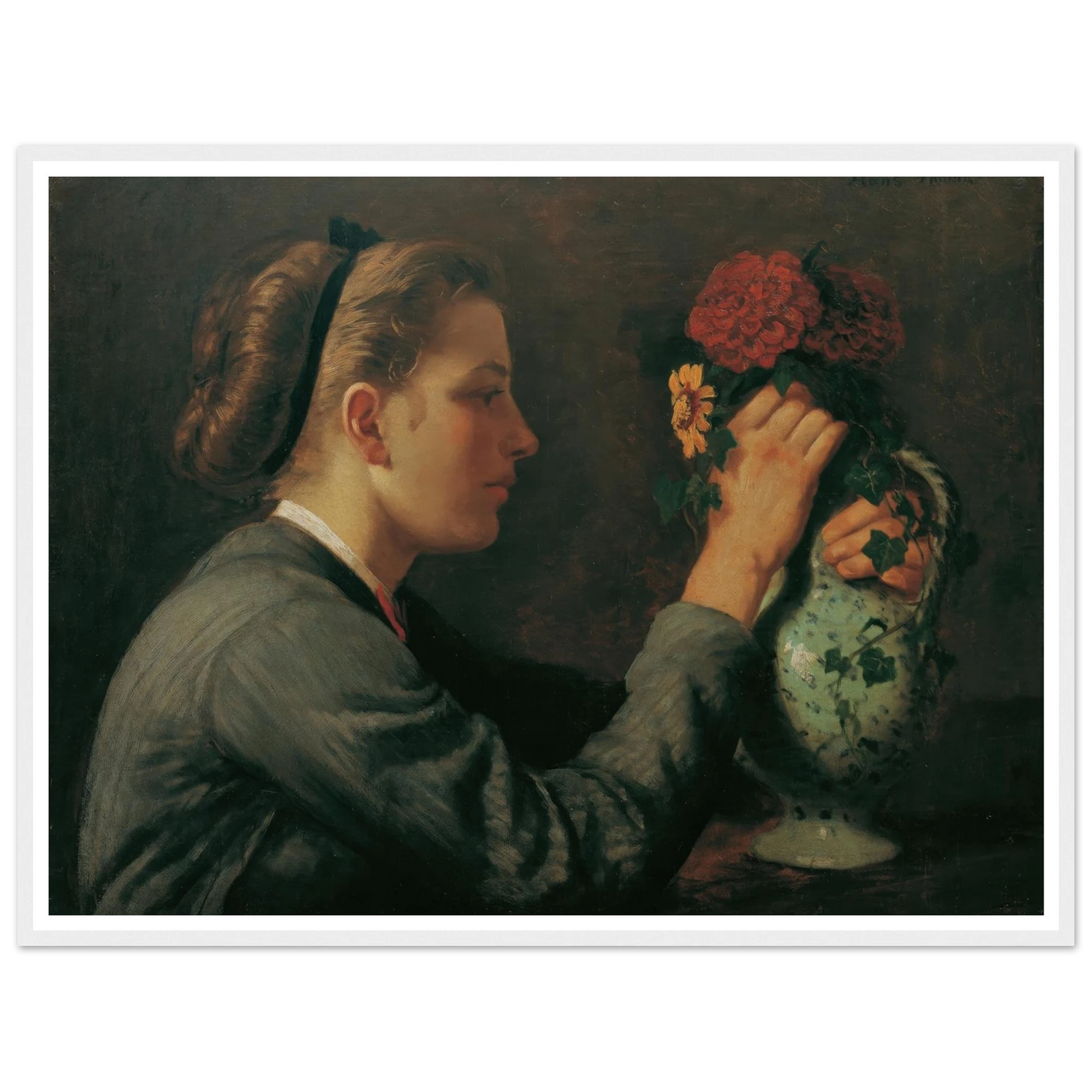 Agathe Thoma, die Schwester des Künstlers (1868) Art Print | Hans Thoma - Framed Poster - 30x40 cm / 12x16″ - Black frame