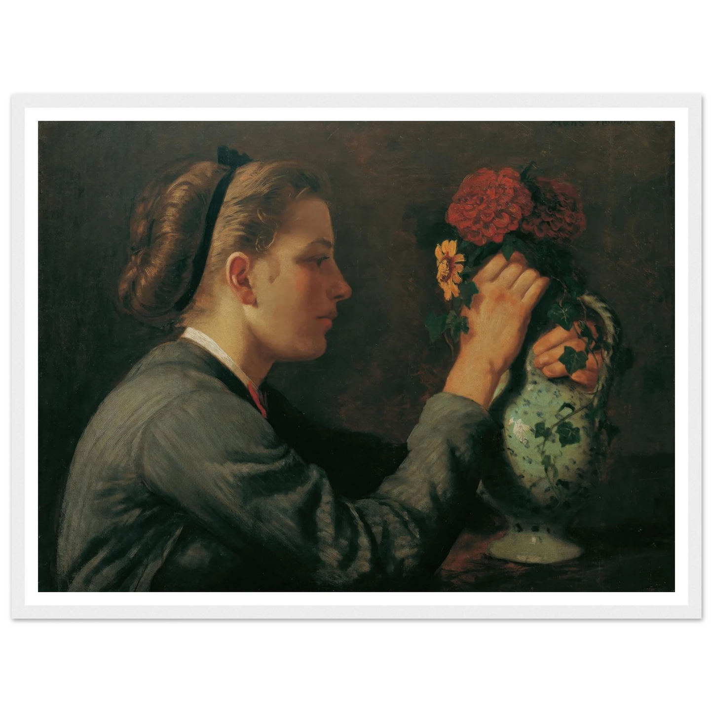 Agathe Thoma, die Schwester des Künstlers (1868) Art Print | Hans Thoma - Framed Poster - 30x40 cm / 12x16″ - Black frame
