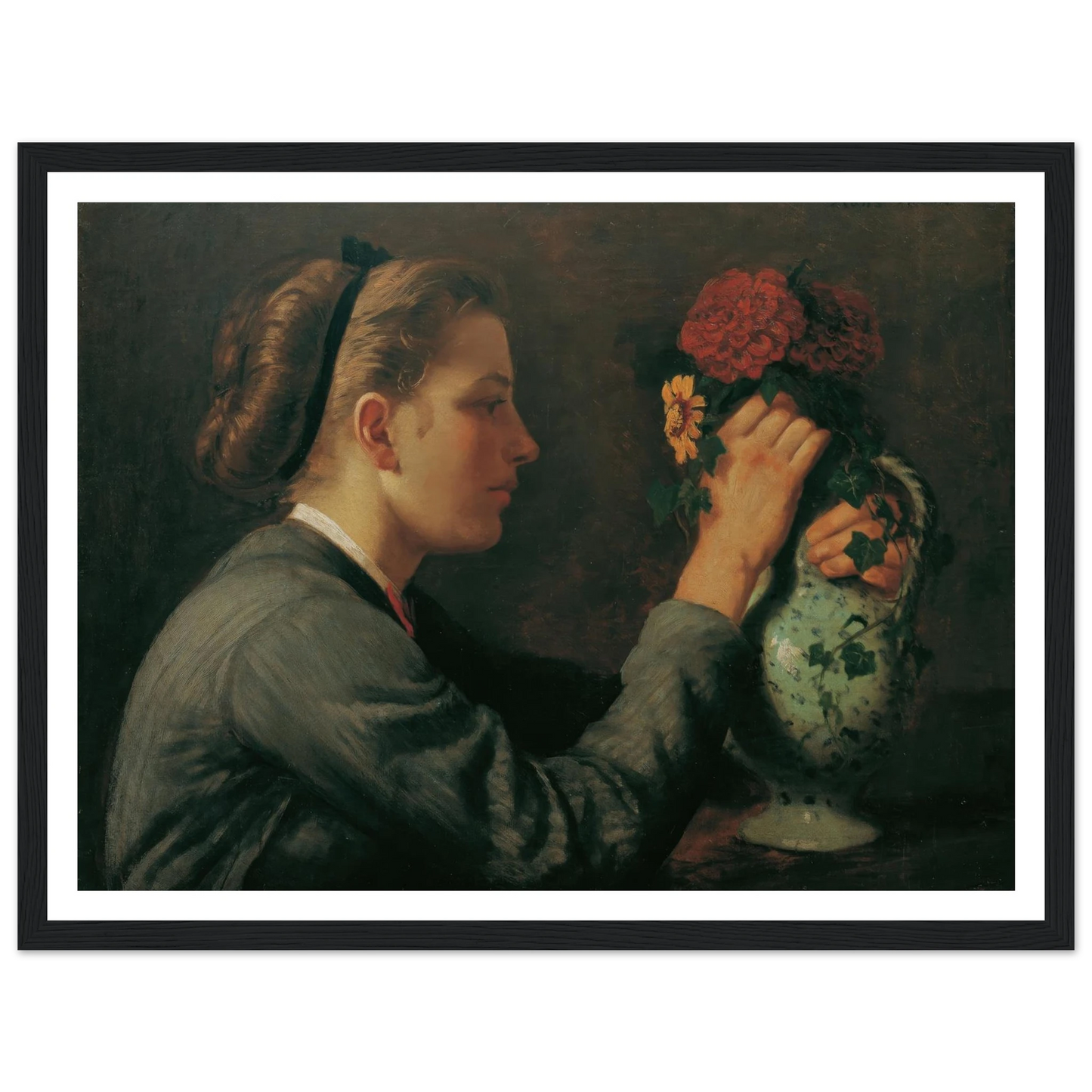 Agathe Thoma, die Schwester des Künstlers (1868) Art Print | Hans Thoma - Framed Poster - 30x40 cm / 12x16″ - Black frame