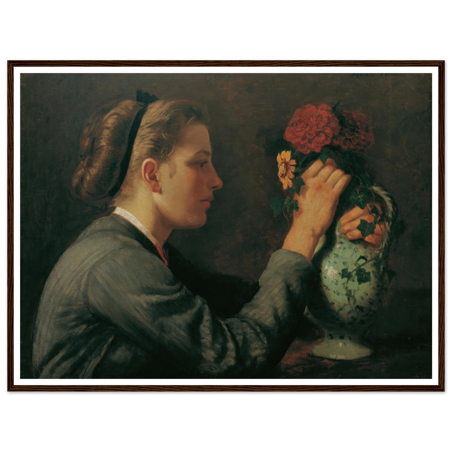 Agathe Thoma, die Schwester des Künstlers (1868) Art Print | Hans Thoma - Framed Poster - 30x40 cm / 12x16″ - Black frame