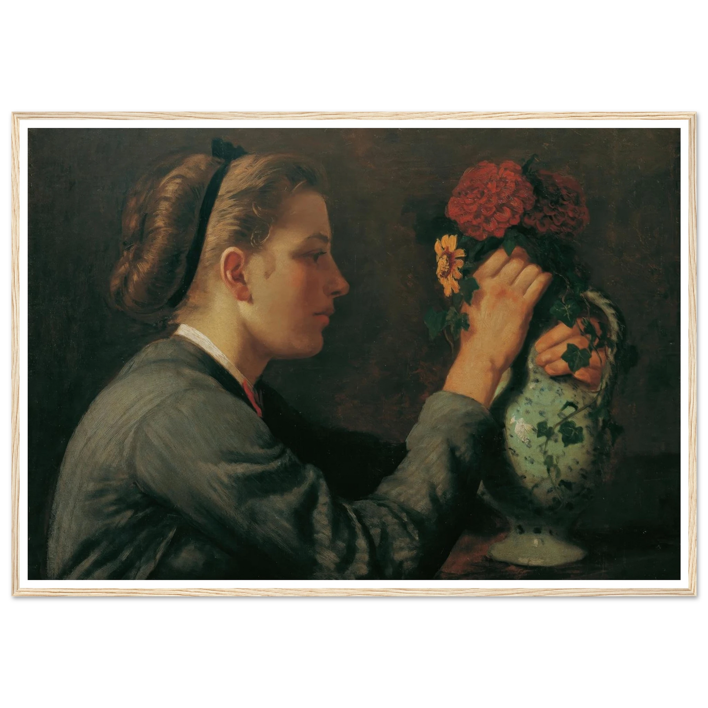 Agathe Thoma, die Schwester des Künstlers (1868) Art Print | Hans Thoma - Framed Poster - 30x40 cm / 12x16″ - Black frame