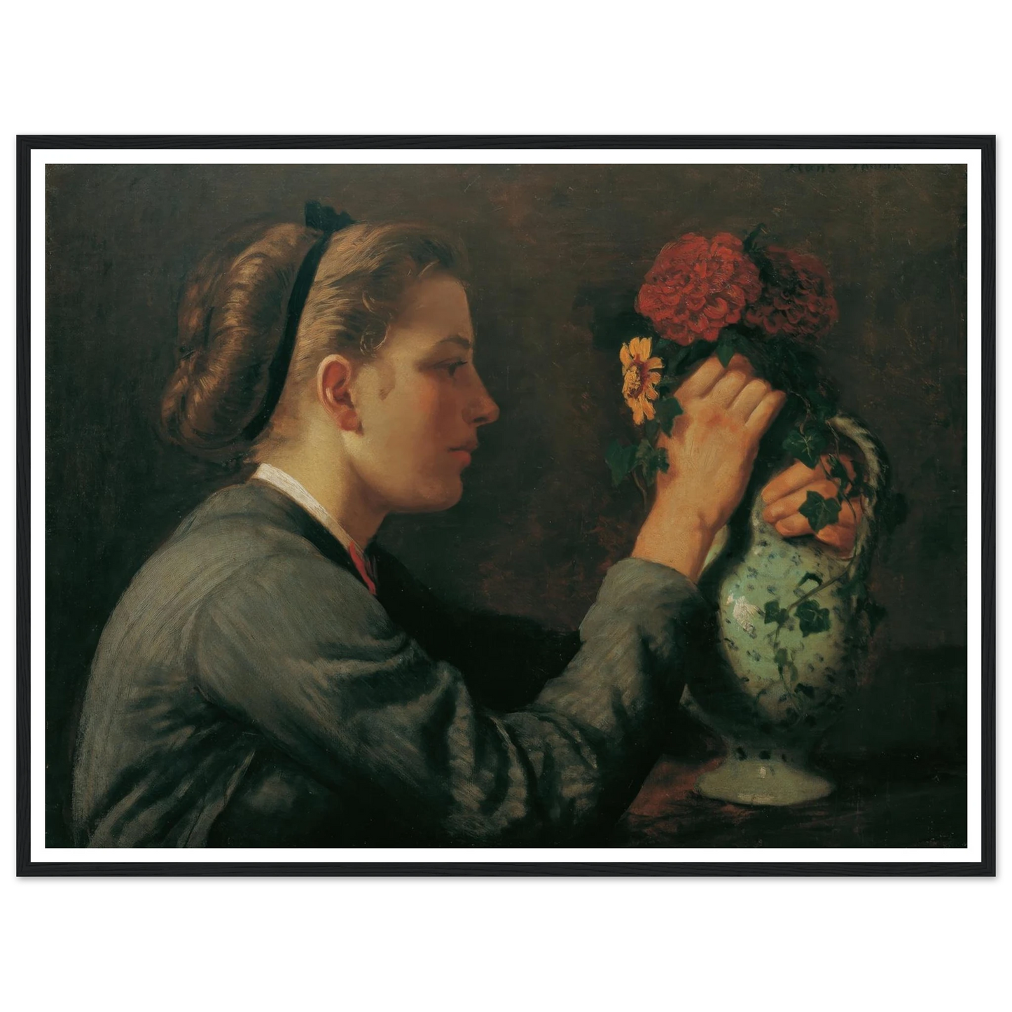 Agathe Thoma, die Schwester des Künstlers (1868) Art Print | Hans Thoma - Framed Poster - 30x40 cm / 12x16″ - Black frame