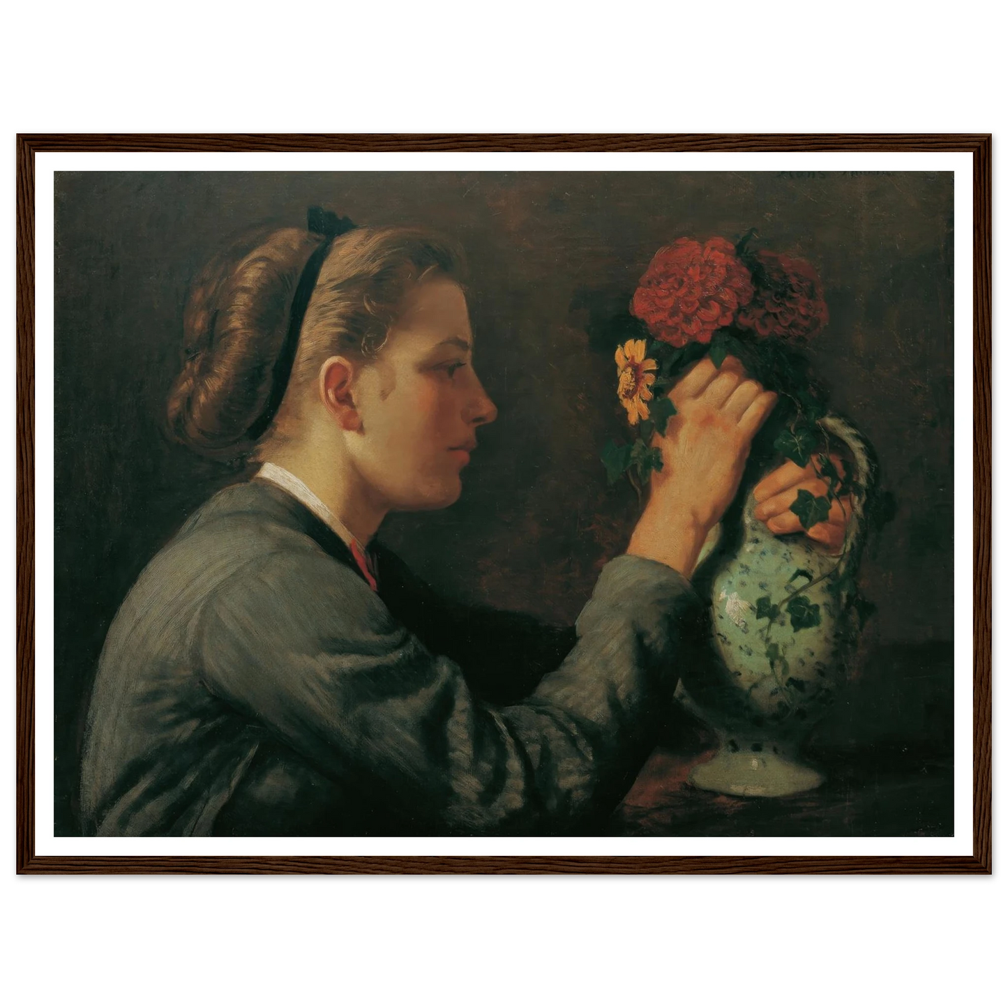 Agathe Thoma, die Schwester des Künstlers (1868) Art Print | Hans Thoma - Framed Poster - 30x40 cm / 12x16″ - Black frame