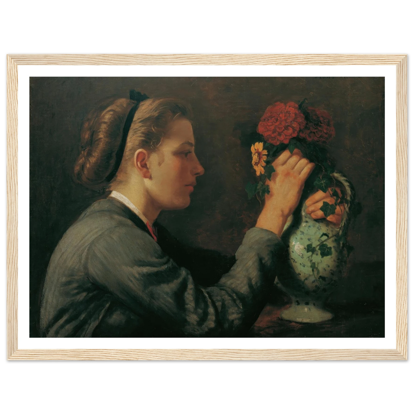 Agathe Thoma, die Schwester des Künstlers (1868) Art Print | Hans Thoma - Framed Poster - 30x40 cm / 12x16″ - Black frame