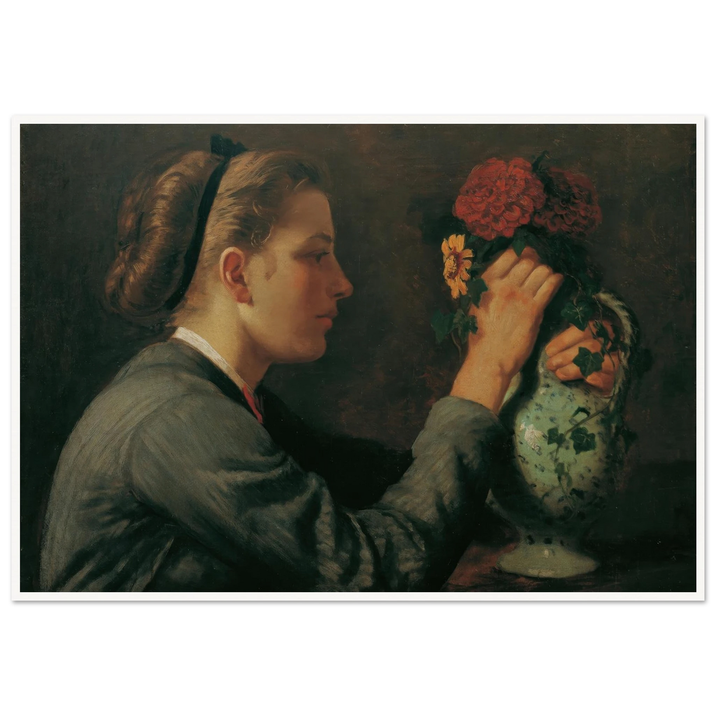 Agathe Thoma, die Schwester des Künstlers (1868) Art Print | Hans Thoma - Framed Poster - 30x40 cm / 12x16″ - Black frame