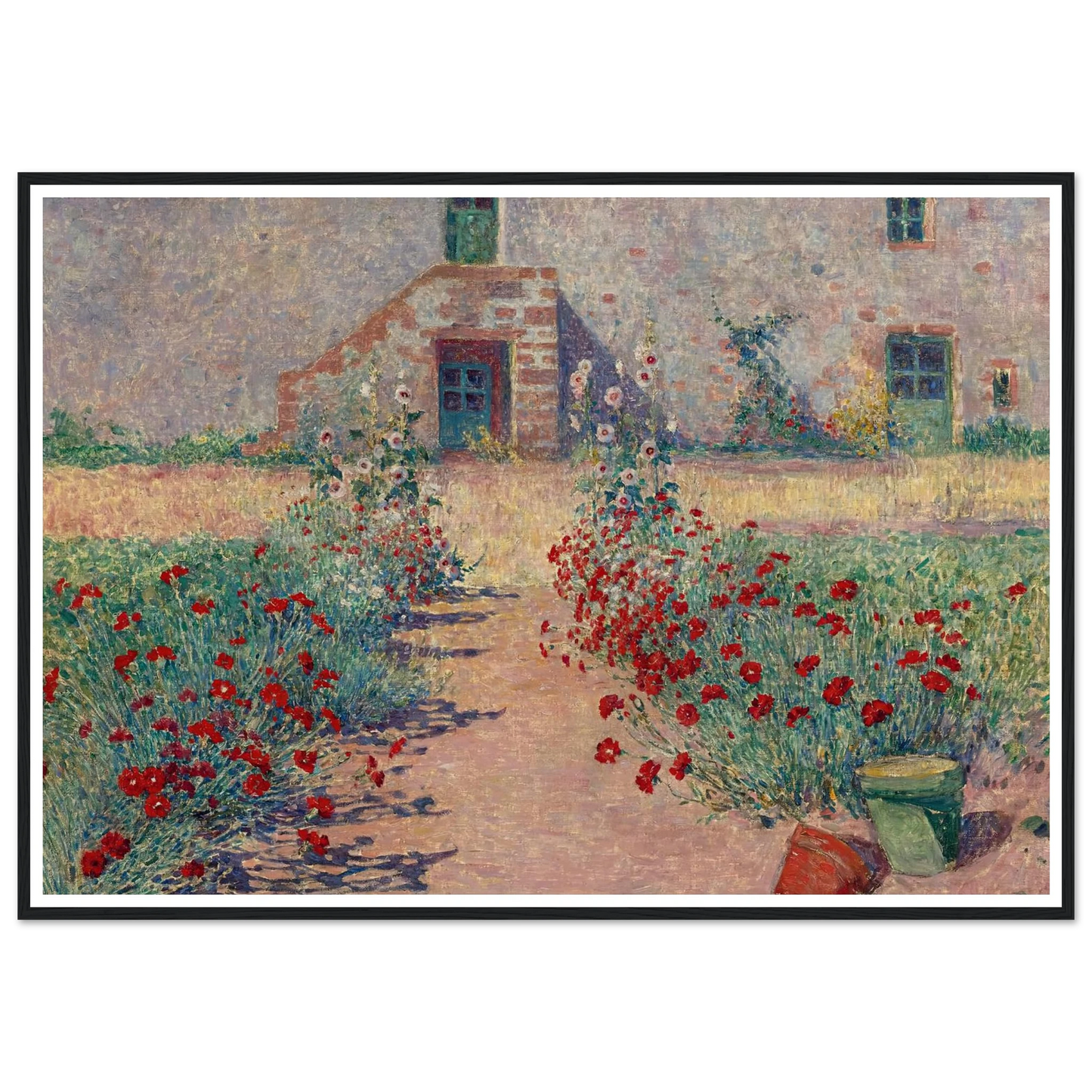 Aisle of Carnations in Kervaudu Art Print | Ferdinand du Puigaudeau - Framed Poster - 30x40 cm / 12x16″ - Black frame
