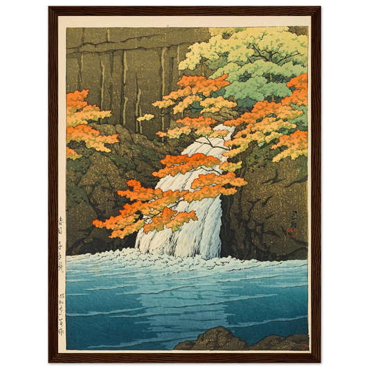 Akame senju taki (Senju Waterfall, Akame) (1951) Art Print | Kawase Hasui - Framed Poster - 30x40 cm / 12x16″ - Black frame