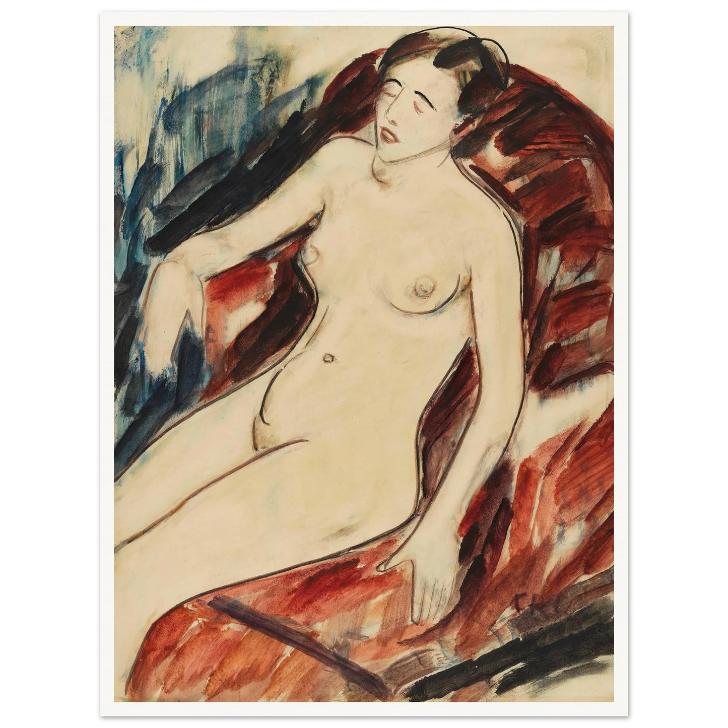 Akt (1922) Art Print | Christian Rohlfs - Framed Poster - 30x40 cm / 12x16″ - Black frame