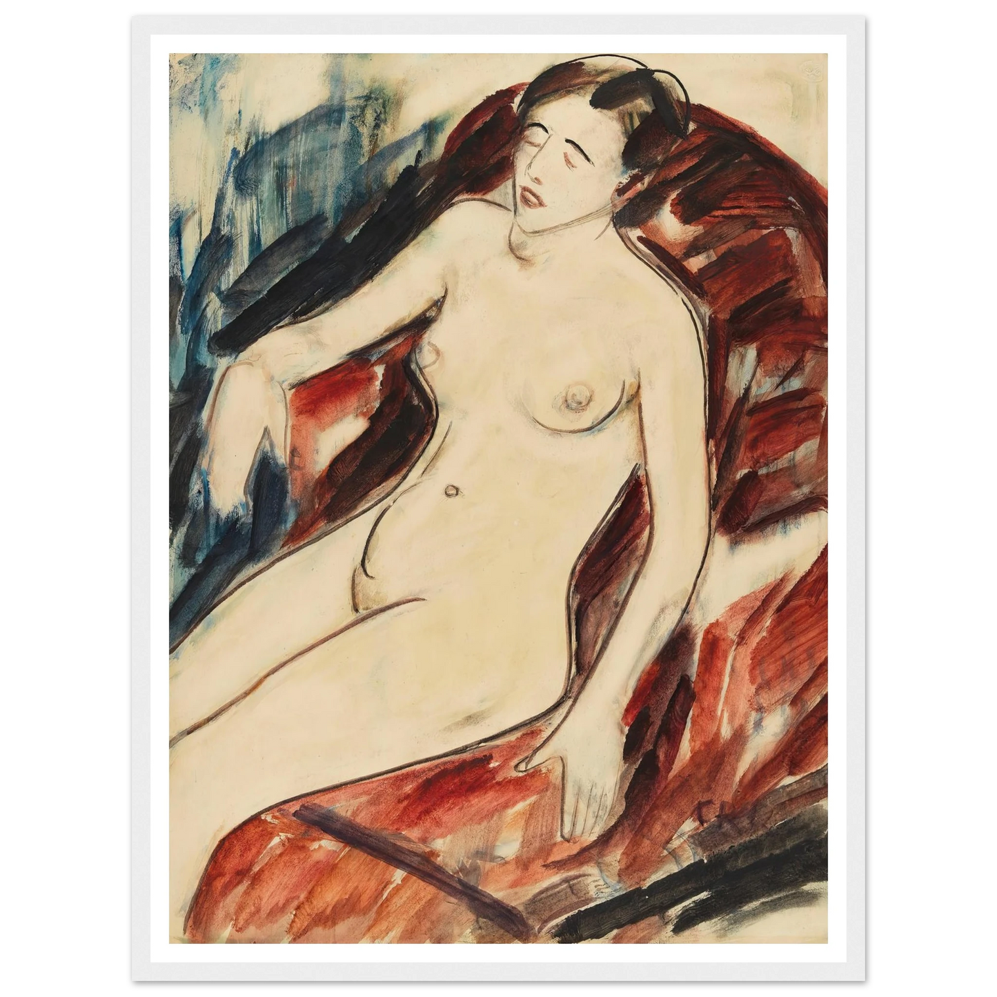 Akt (1922) Art Print | Christian Rohlfs - Framed Poster - 30x40 cm / 12x16″ - Black frame